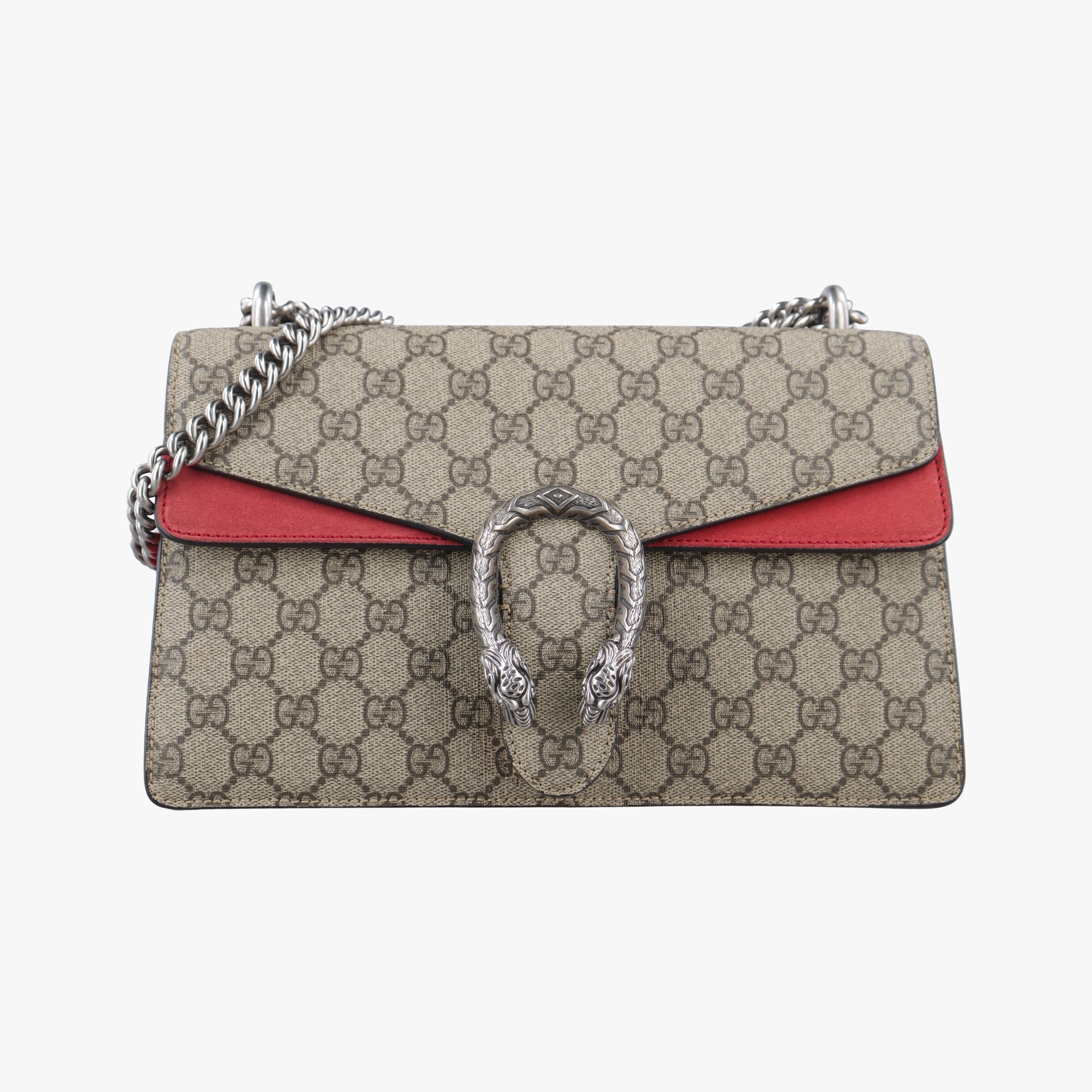 Pre-owned Gucci Dionysus beige×red Suede x leather 400249 shoulderbag | stylenewstar