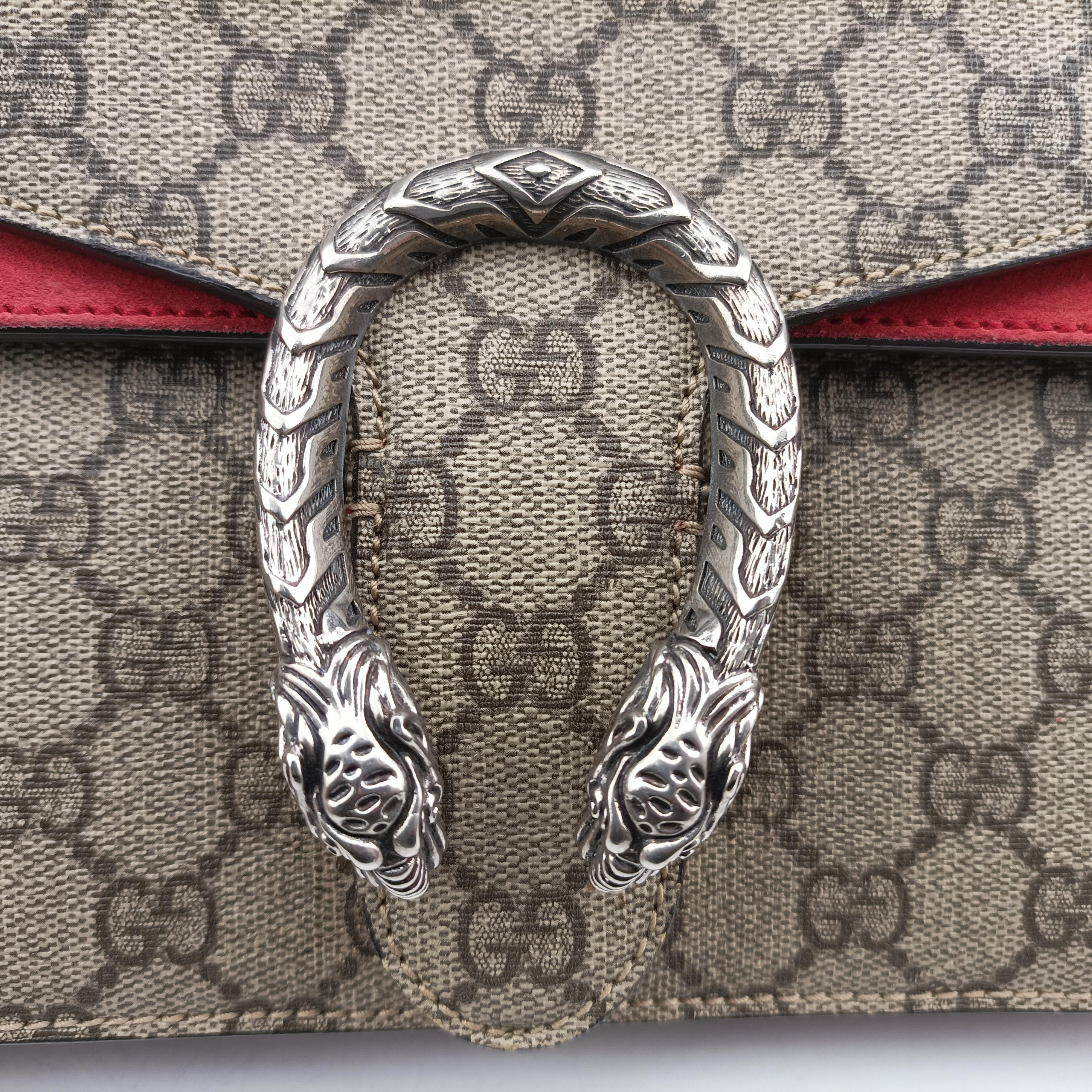 Pre-owned Gucci Dionysus beige×red Suede x leather 400249 shoulderbag | stylenewstar