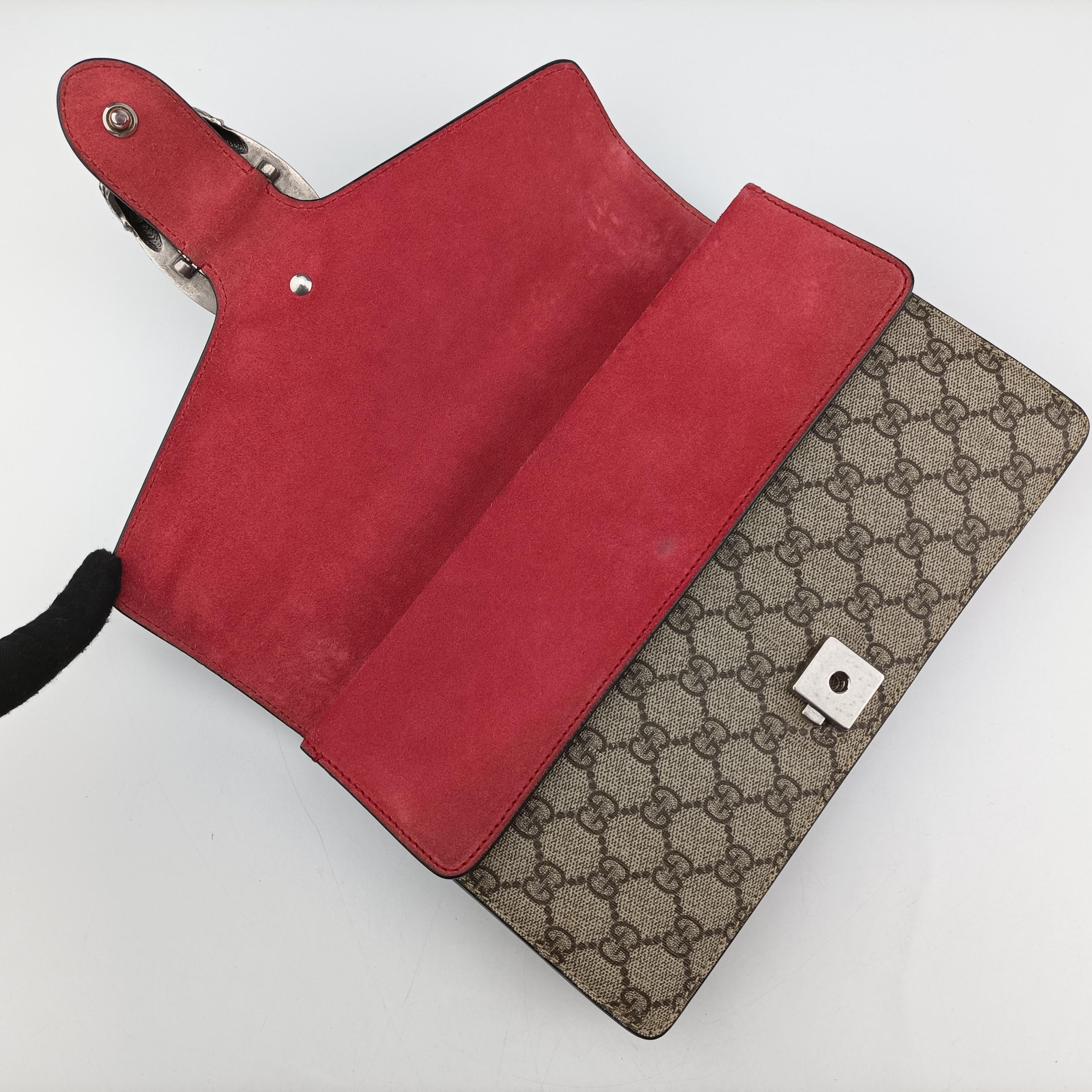 Pre-owned Gucci Dionysus beige×red Suede x leather 400249 shoulderbag | stylenewstar