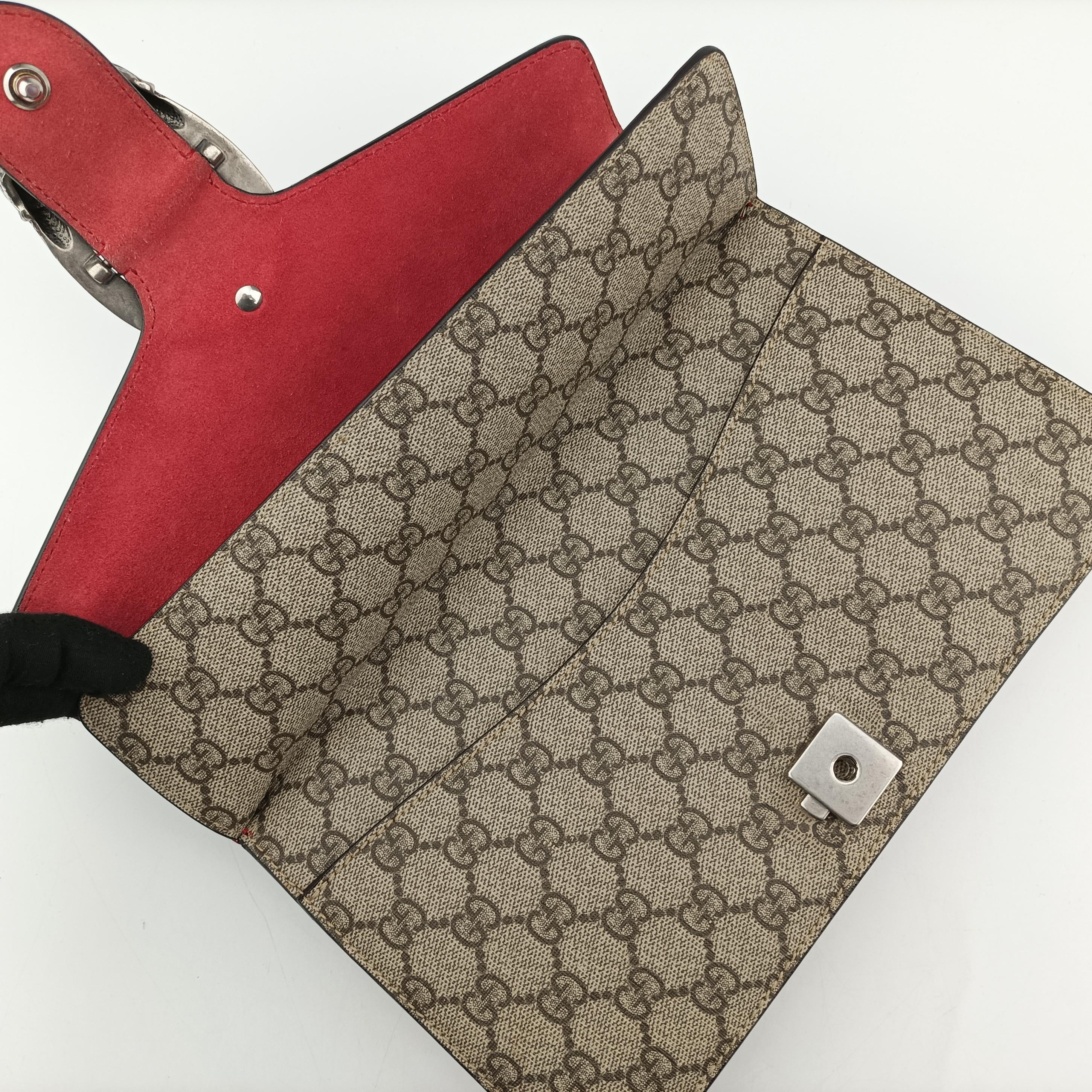 Pre-owned Gucci Dionysus beige×red Suede x leather 400249 shoulderbag | stylenewstar