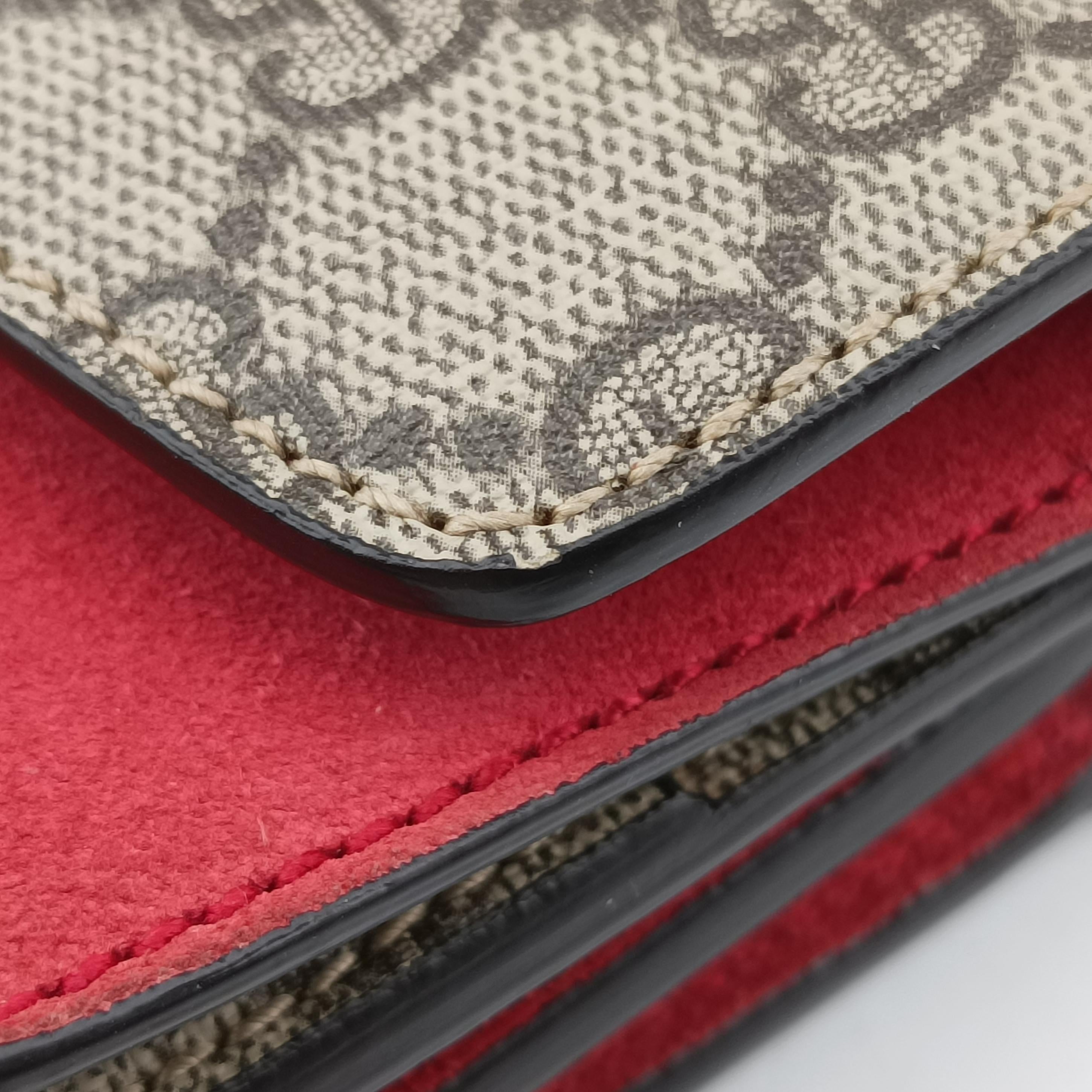 Pre-owned Gucci Dionysus beige×red Suede x leather 400249 shoulderbag | stylenewstar