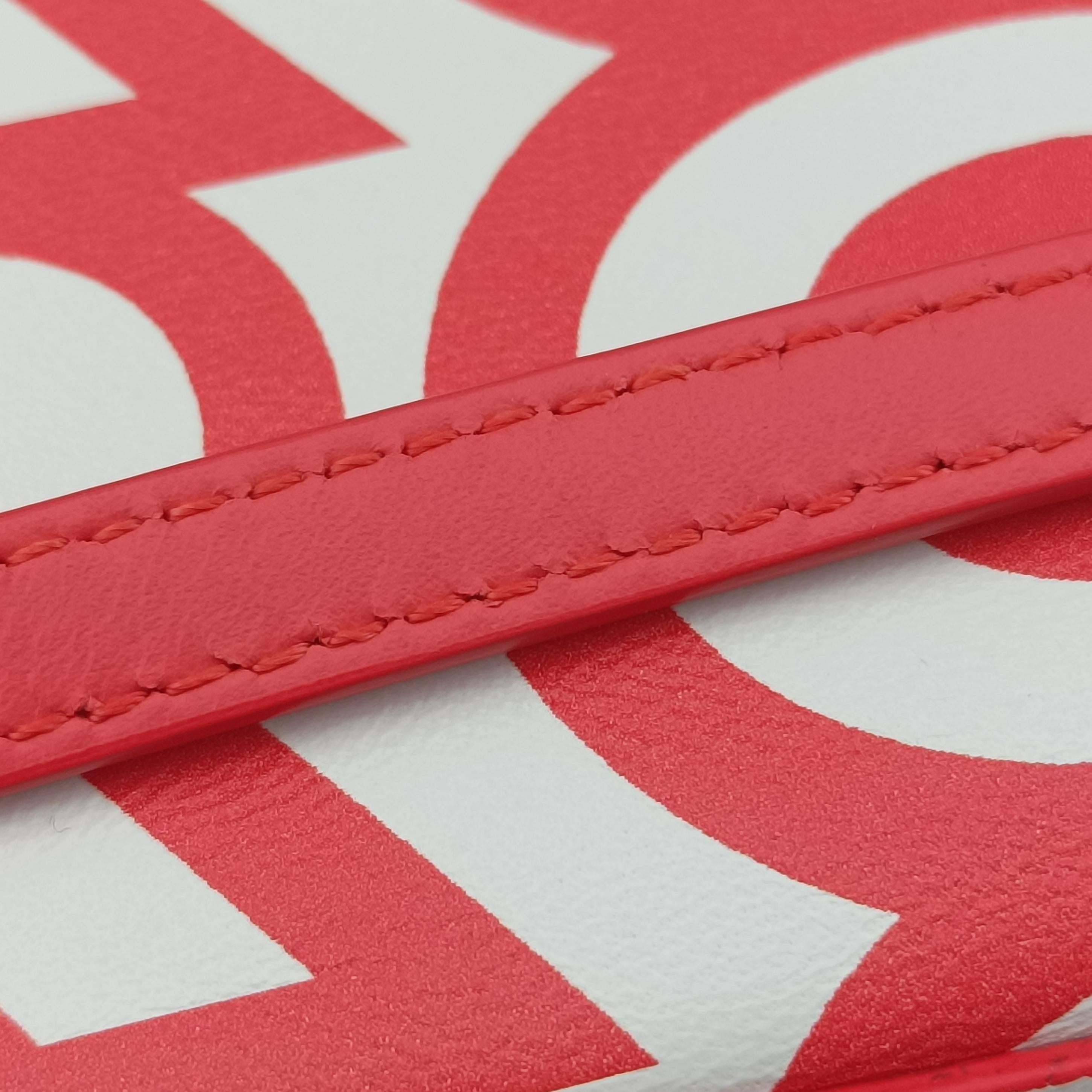 Pre-owned Fendi BAGUETTE Red×white Leather 7AS142 shoulderbag | stylenewstar