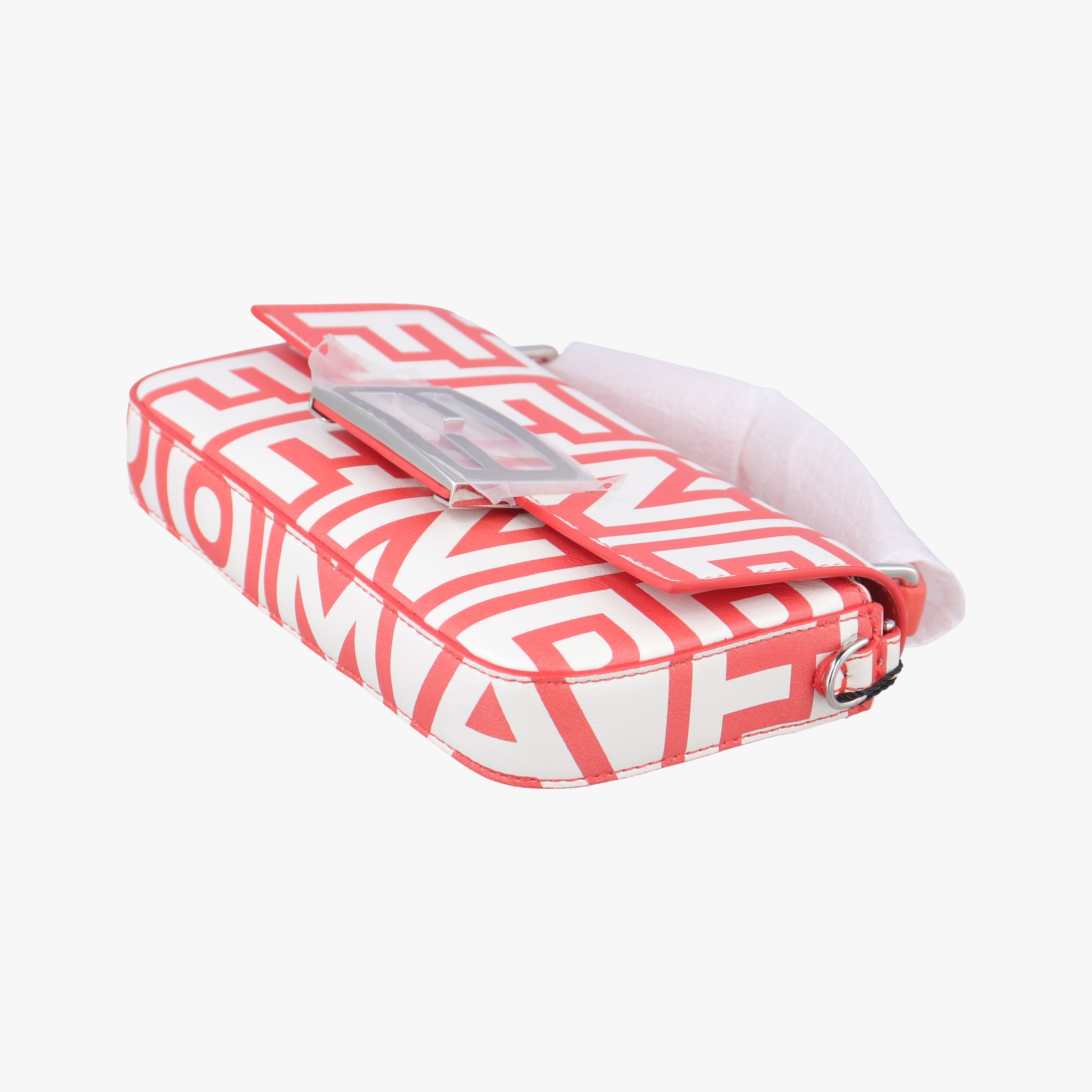 Pre-owned Fendi BAGUETTE Red×white Leather 7AS142 shoulderbag | stylenewstar