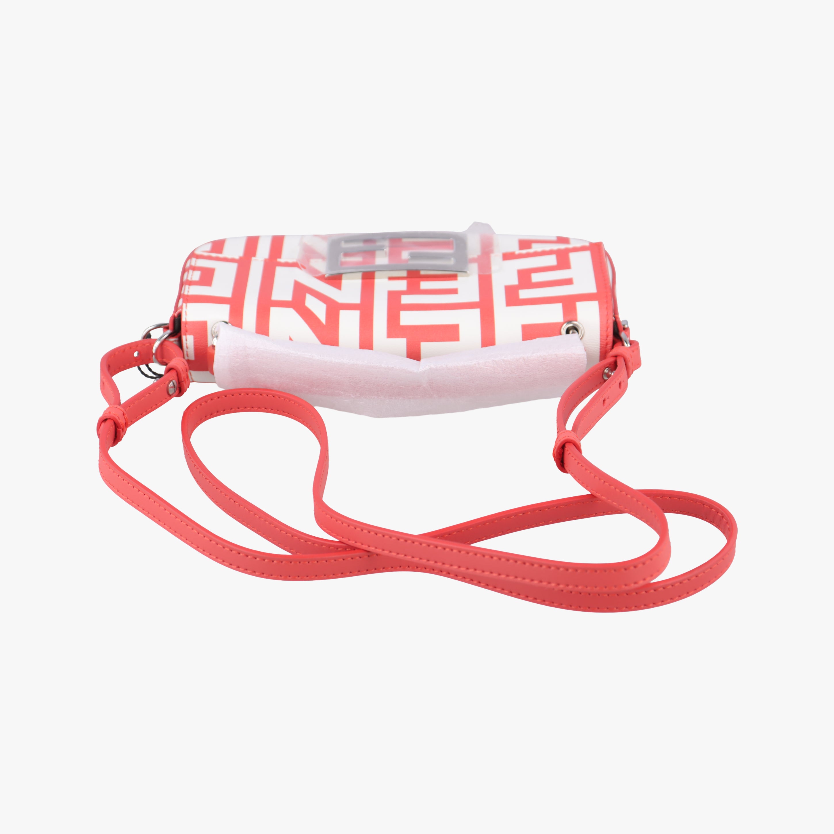 Pre-owned Fendi BAGUETTE Red×white Leather 7AS142 shoulderbag | stylenewstar