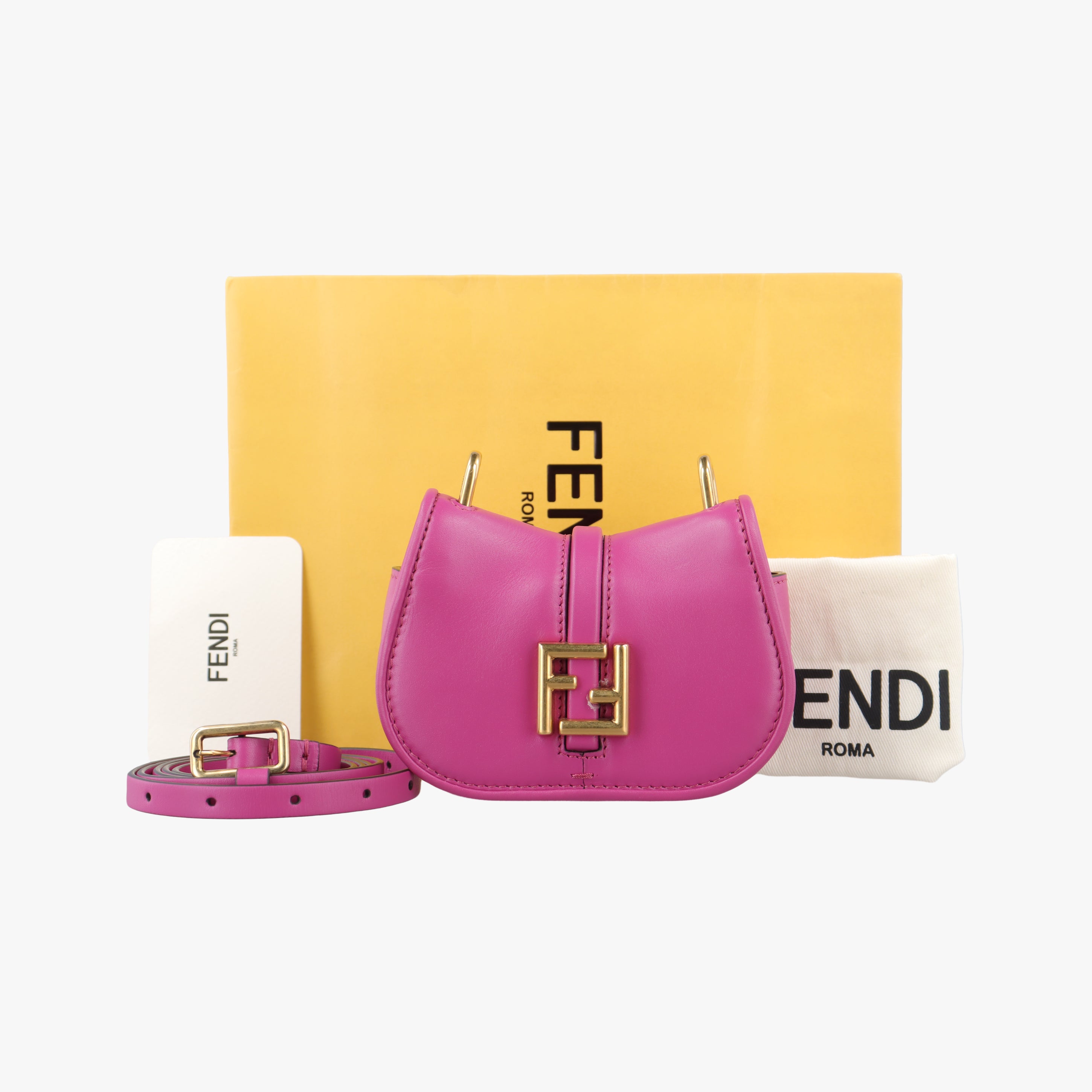 Pre-owned Fendi C'mon Small Pink Leather 7AS219 shoulderbag | stylenewstar