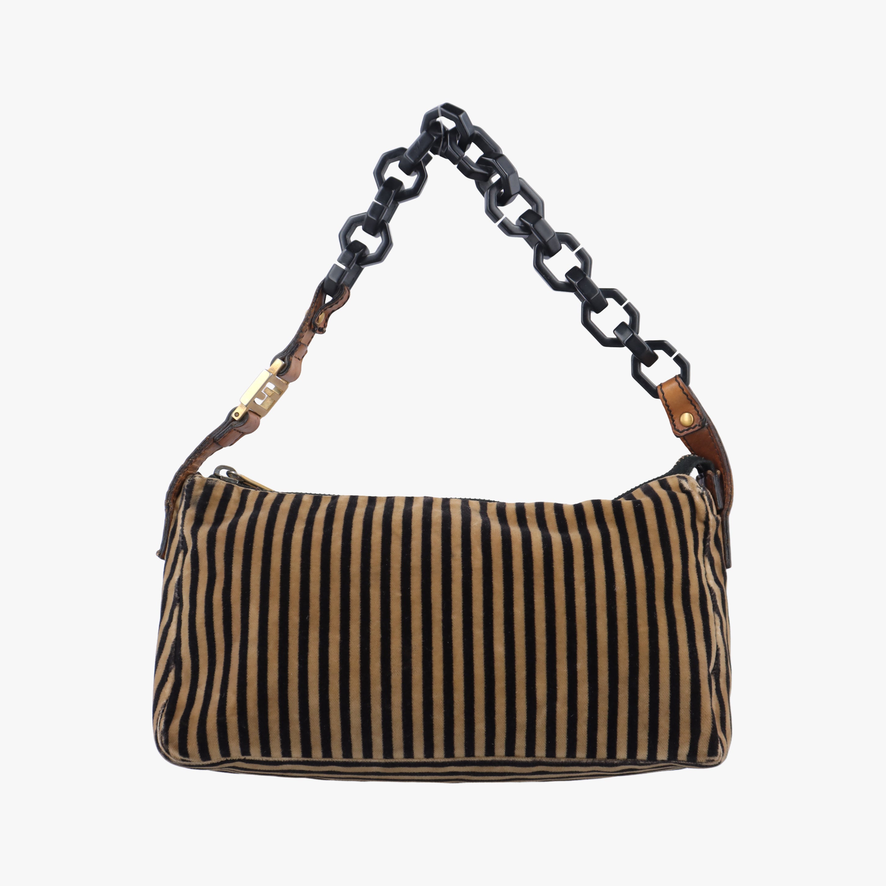 Secondhand Fendi Mamma Baguette Brown x Beige velour 8BR444 shoulderbag | stylenewstar