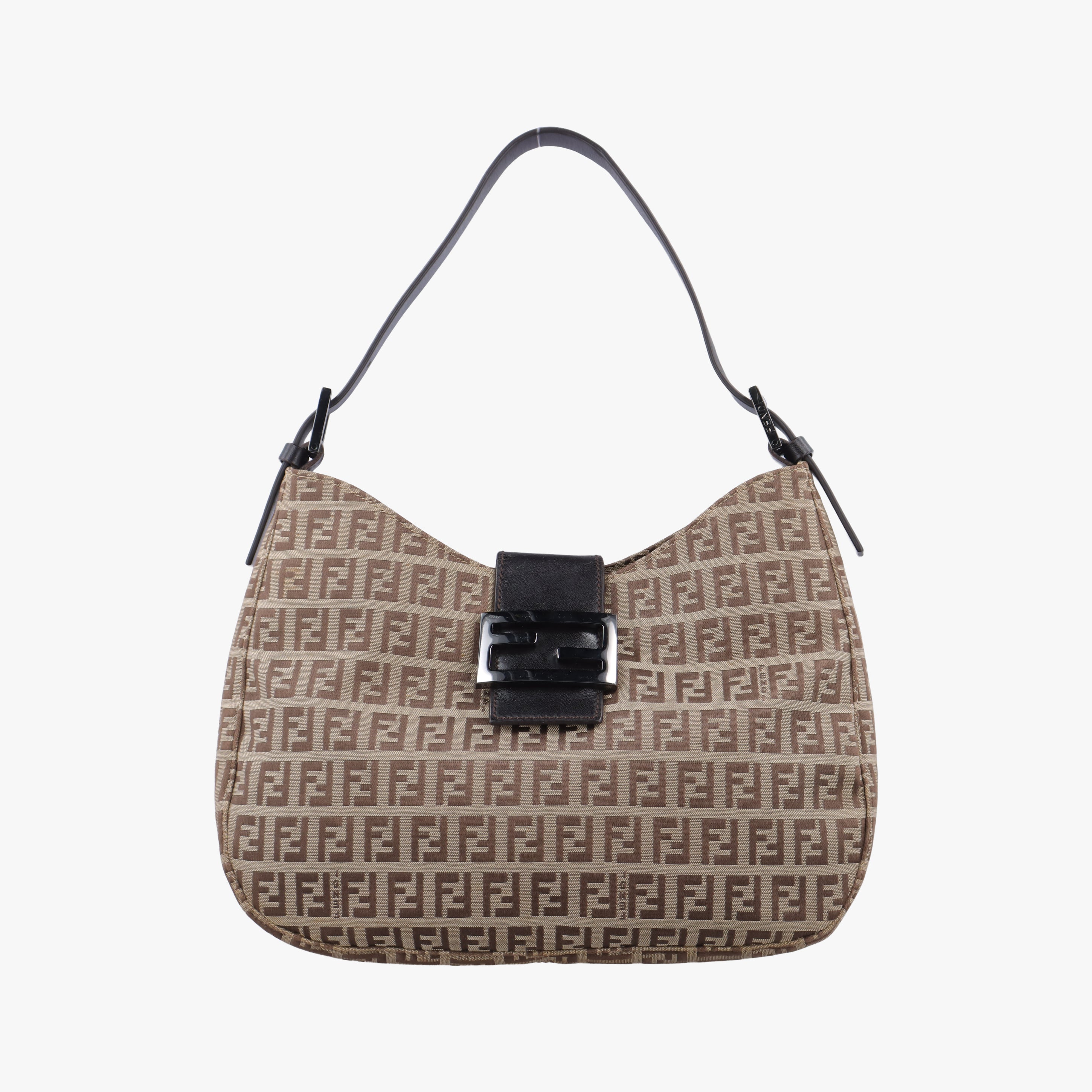 Pre-owned Fendi Zucchino Brown Canvas 8BR036 shoulderbag | stylenewstar