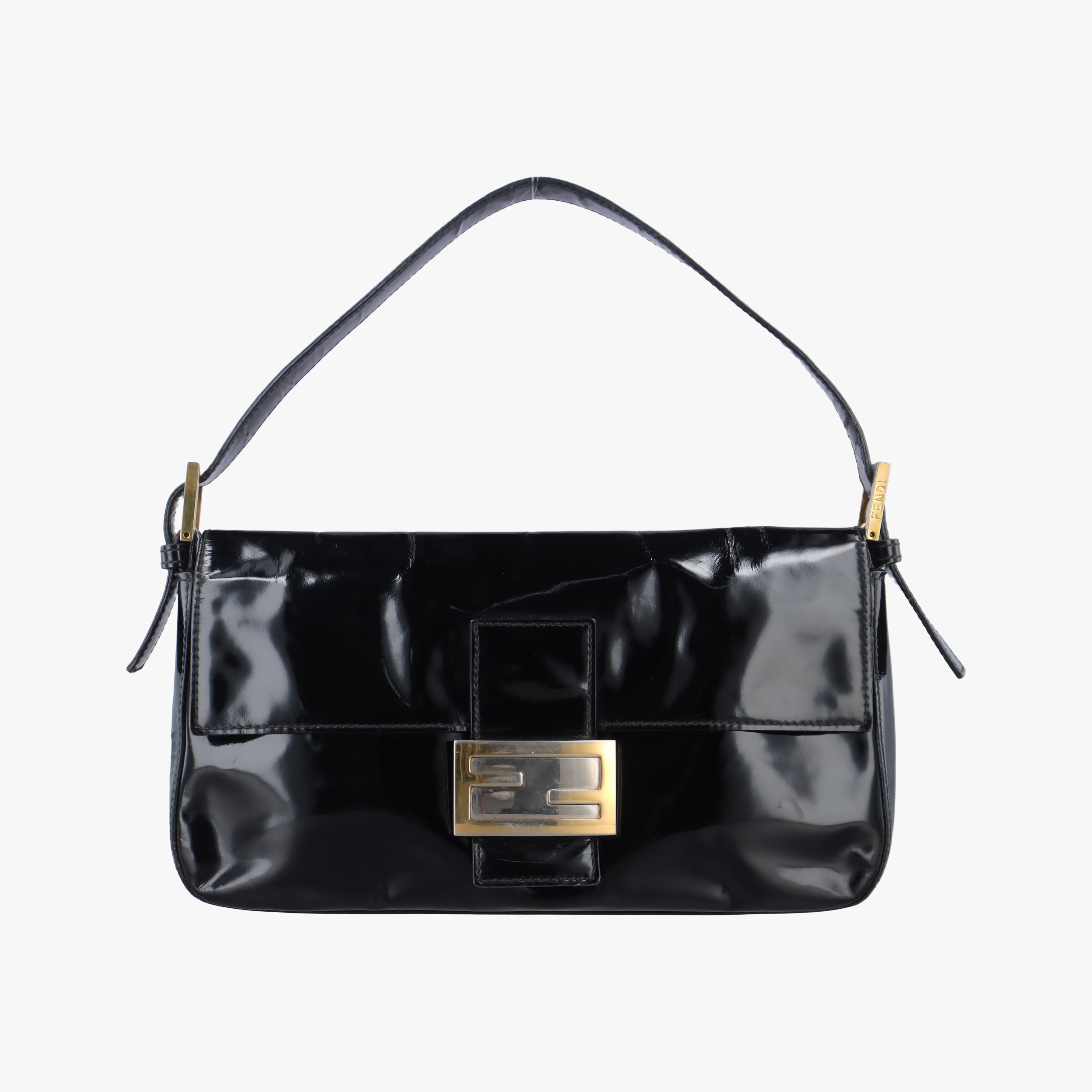 Pre-owned Fendi Mamma Bucket Black Patent  shoulderbag | stylenewstar