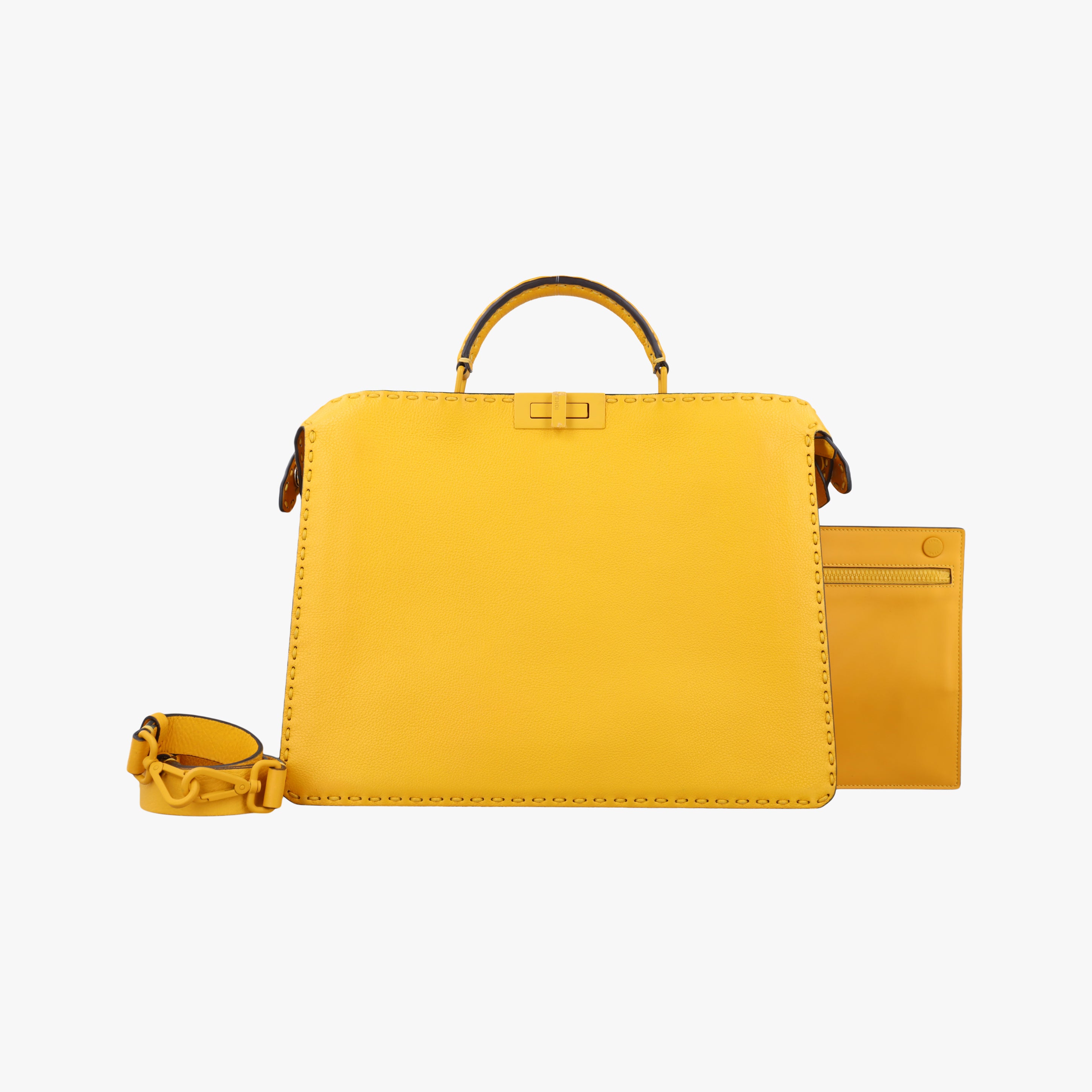 Pre-owned Fendi Peekaboo Yellow Leather 7VA529 shoulderbag | stylenewstar