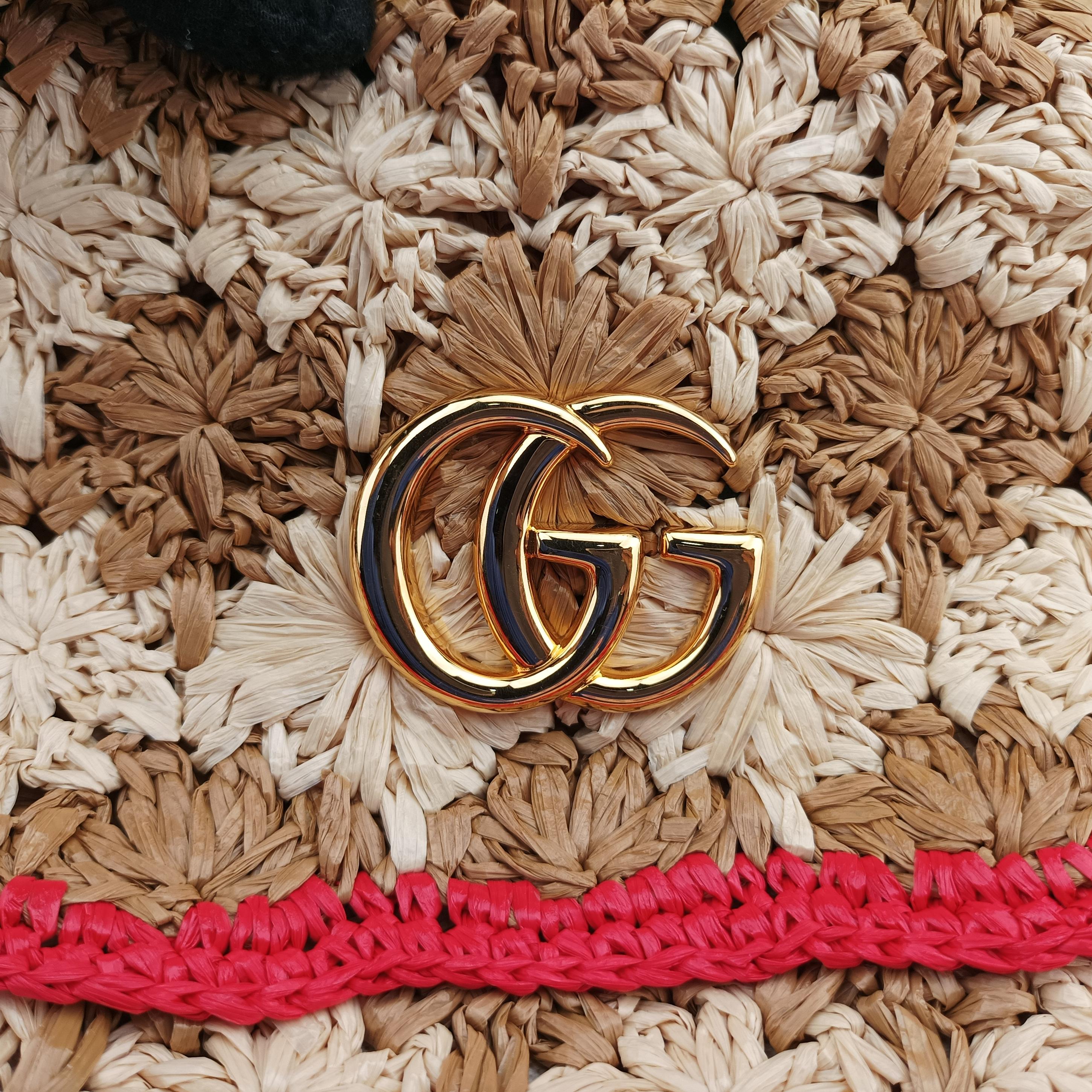 Secondhand Gucci GG Marmont Multicolour straw 574433 shoulderbag | stylenewstar