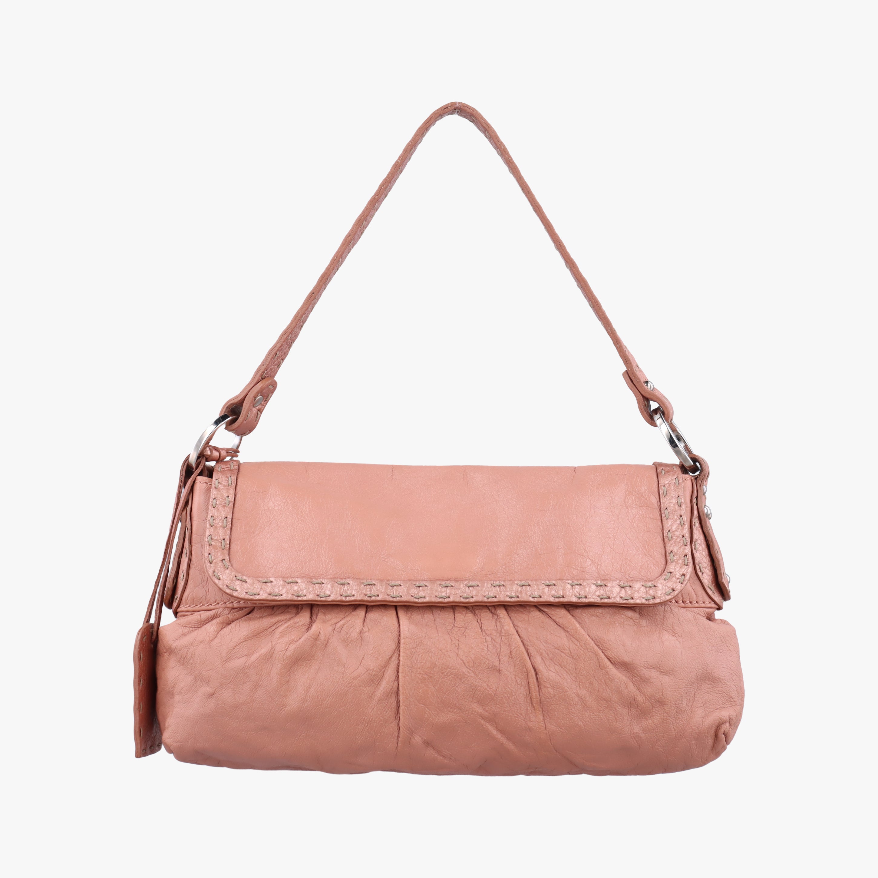 Pre-owned Fendi selleria flap pink Leather 8BR356 handbag | stylenewstar