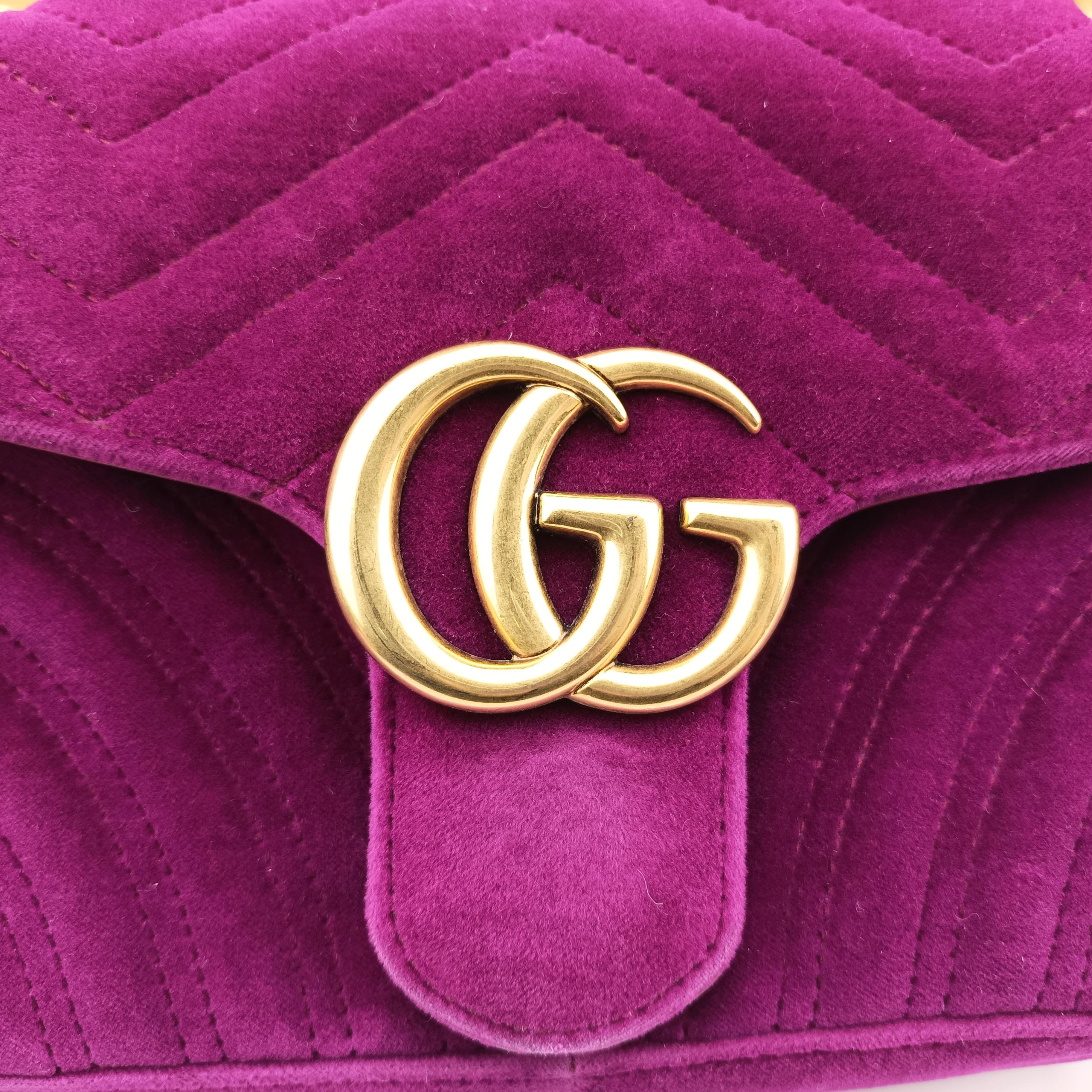 Secondhand Gucci GG Marmont Purple velour 443497 shoulderbag | stylenewstar