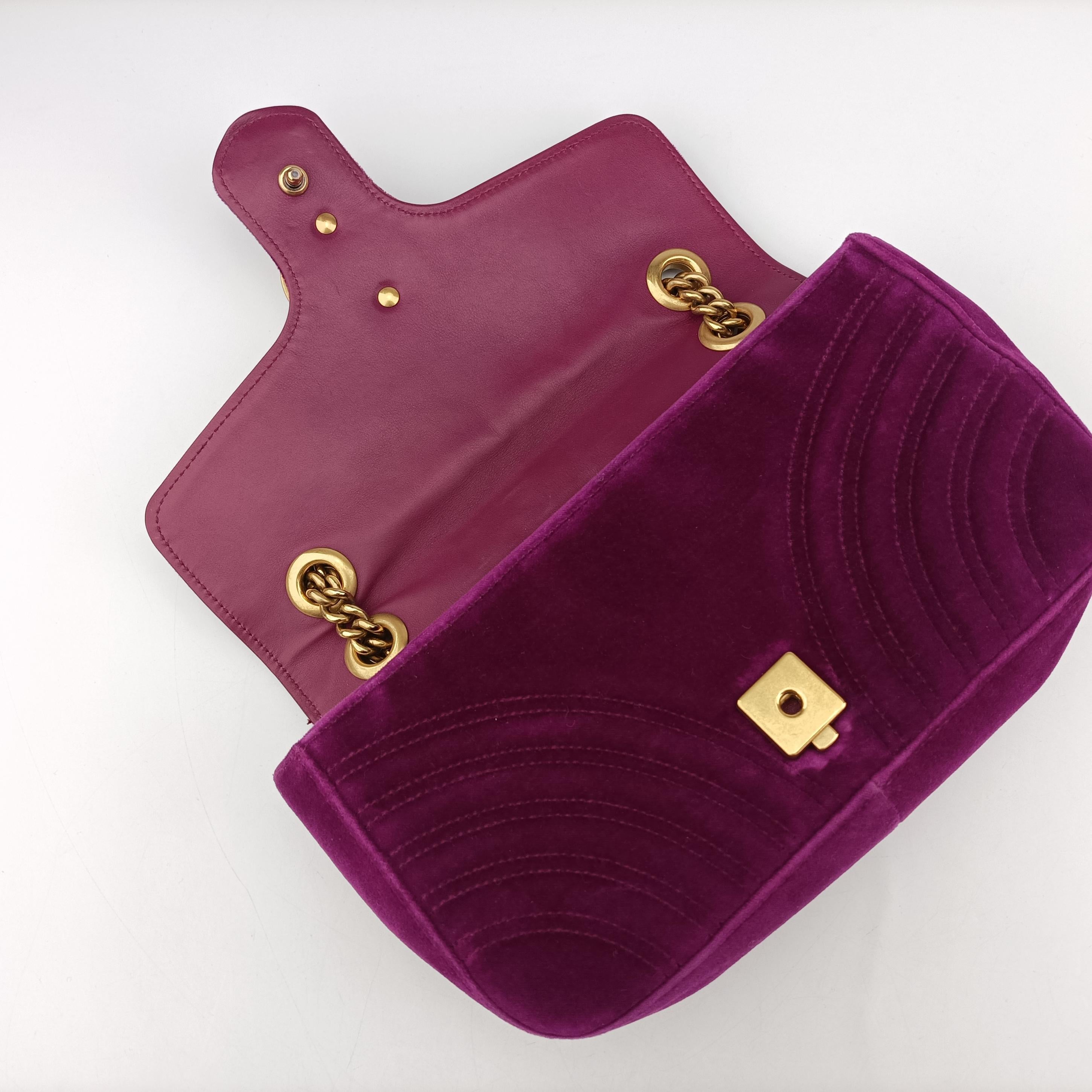 Secondhand Gucci GG Marmont Purple velour 443497 shoulderbag | stylenewstar