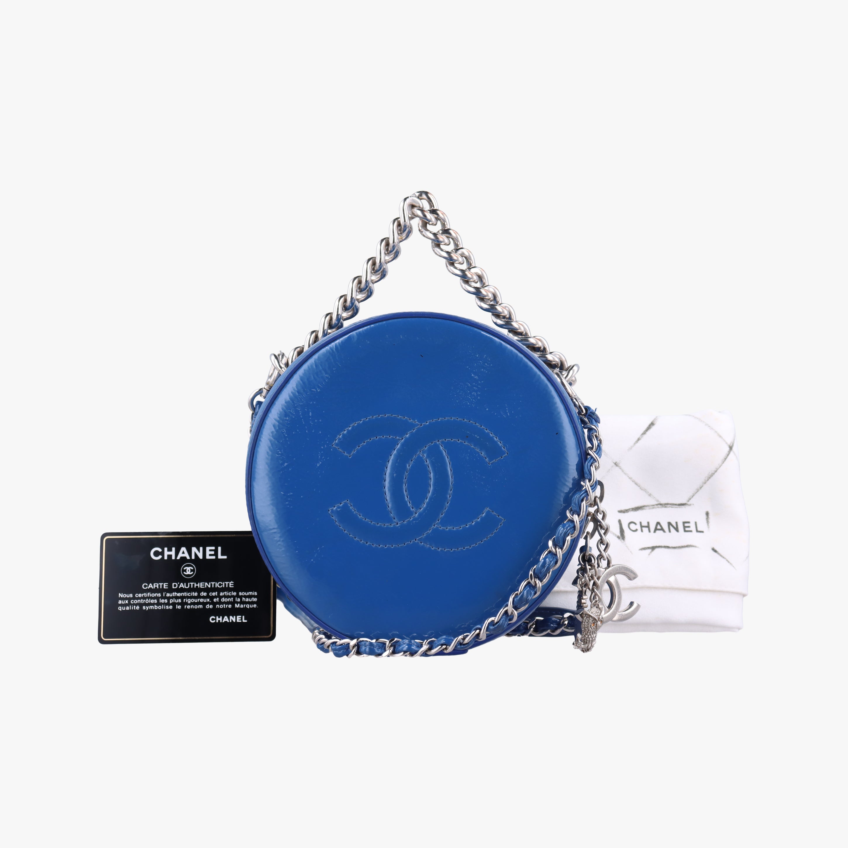 Pre-owned Chanel Round As Earth Blue Patent A91946 shoulderbag | stylenewstar