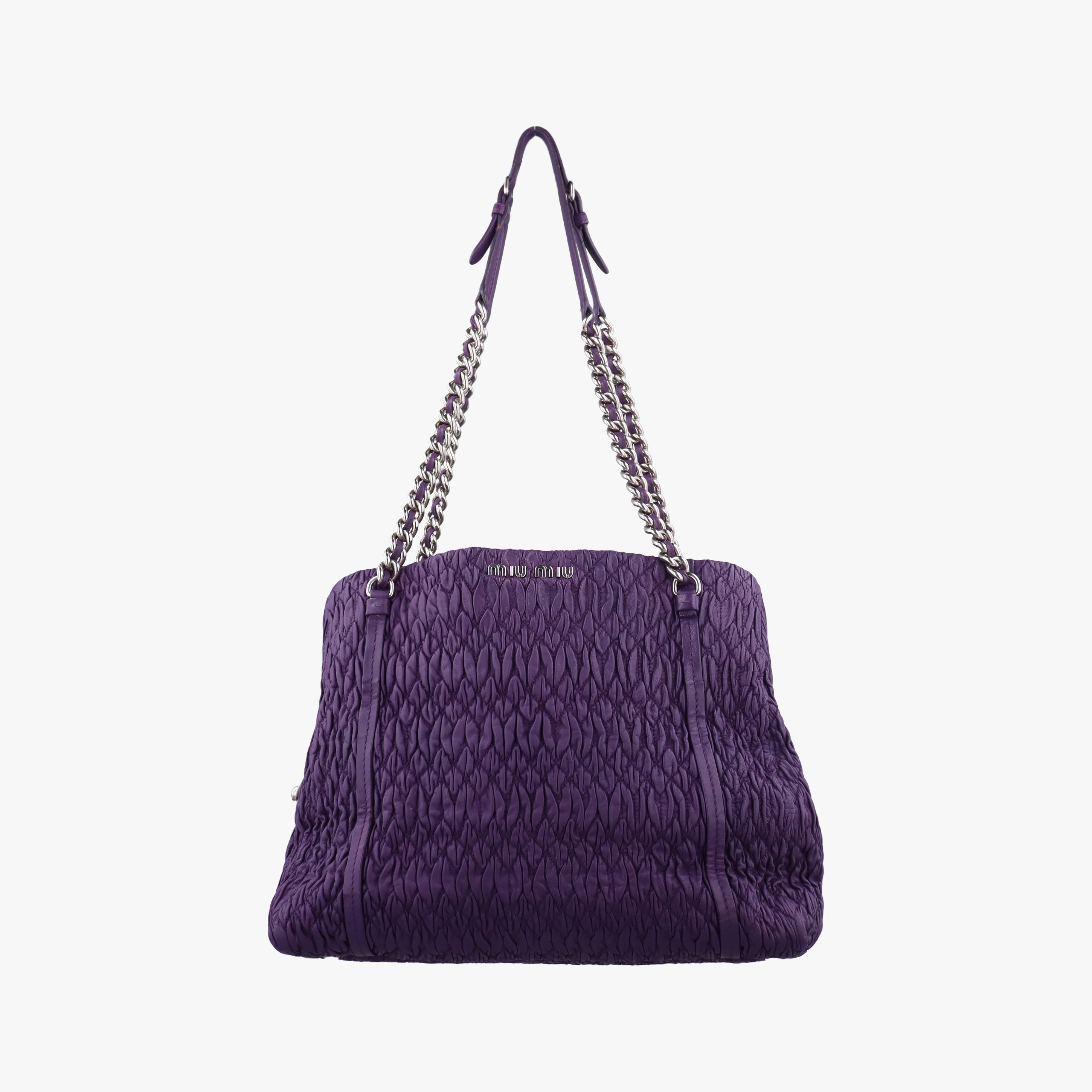 Pre-owned Miu Miu Matelasse Purple leather  shoulderbag | stylenewstar