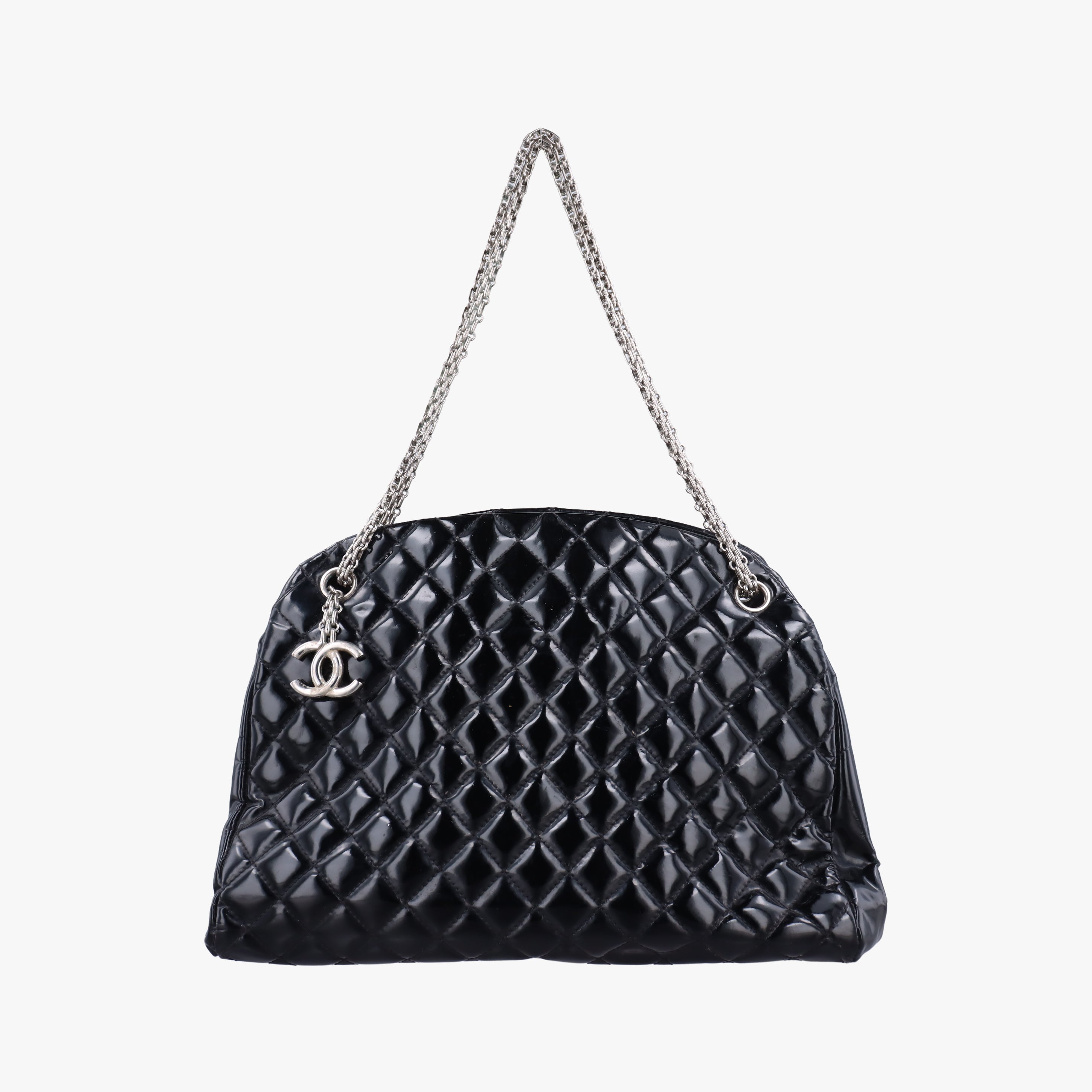 Vintage Chanel Mademoiselle Bowling Black Patent A49855 shoulderbag | stylenewstar