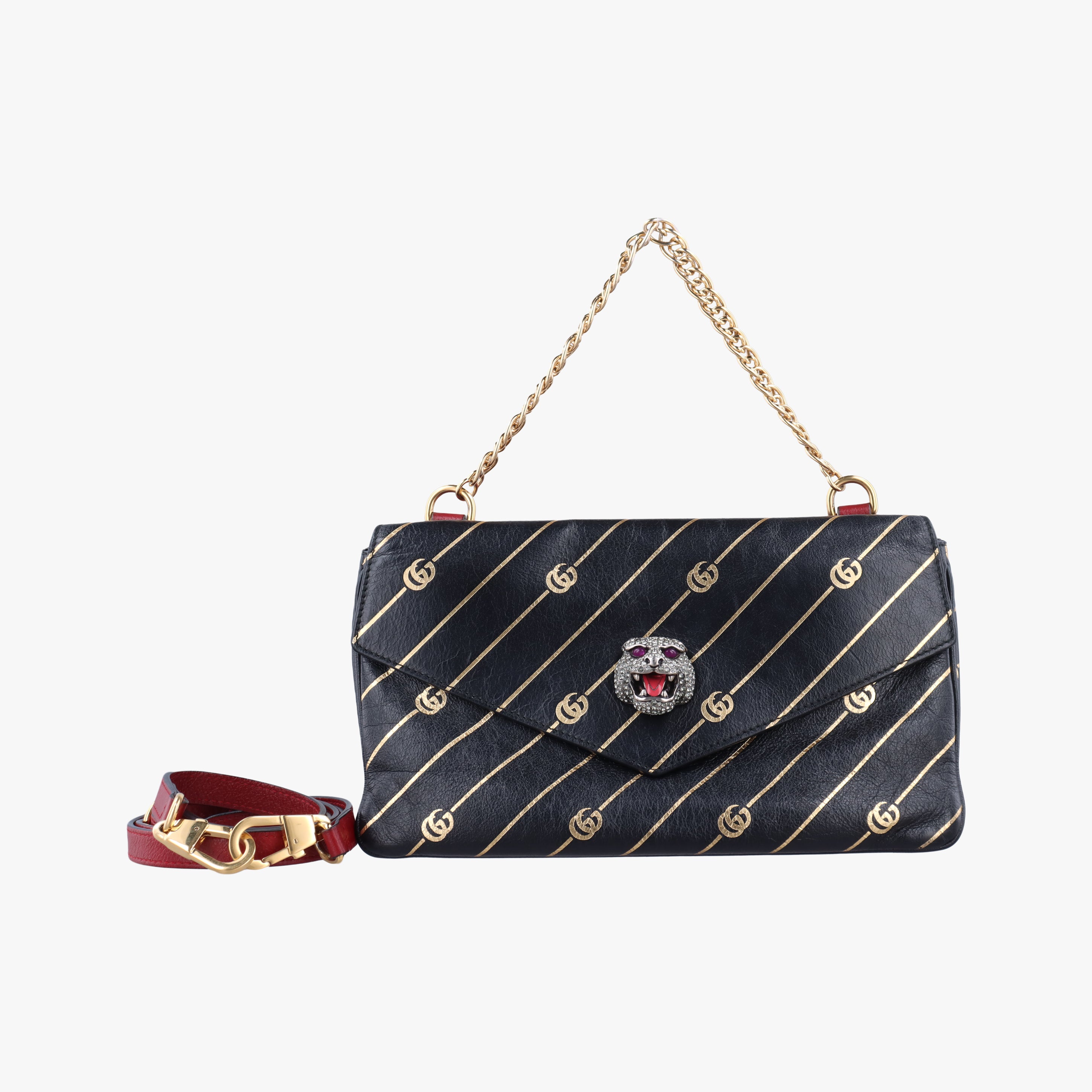 Pre-owned Gucci Thiara Medium Black×Multicolour Leather 524822 shoulderbag | stylenewstar