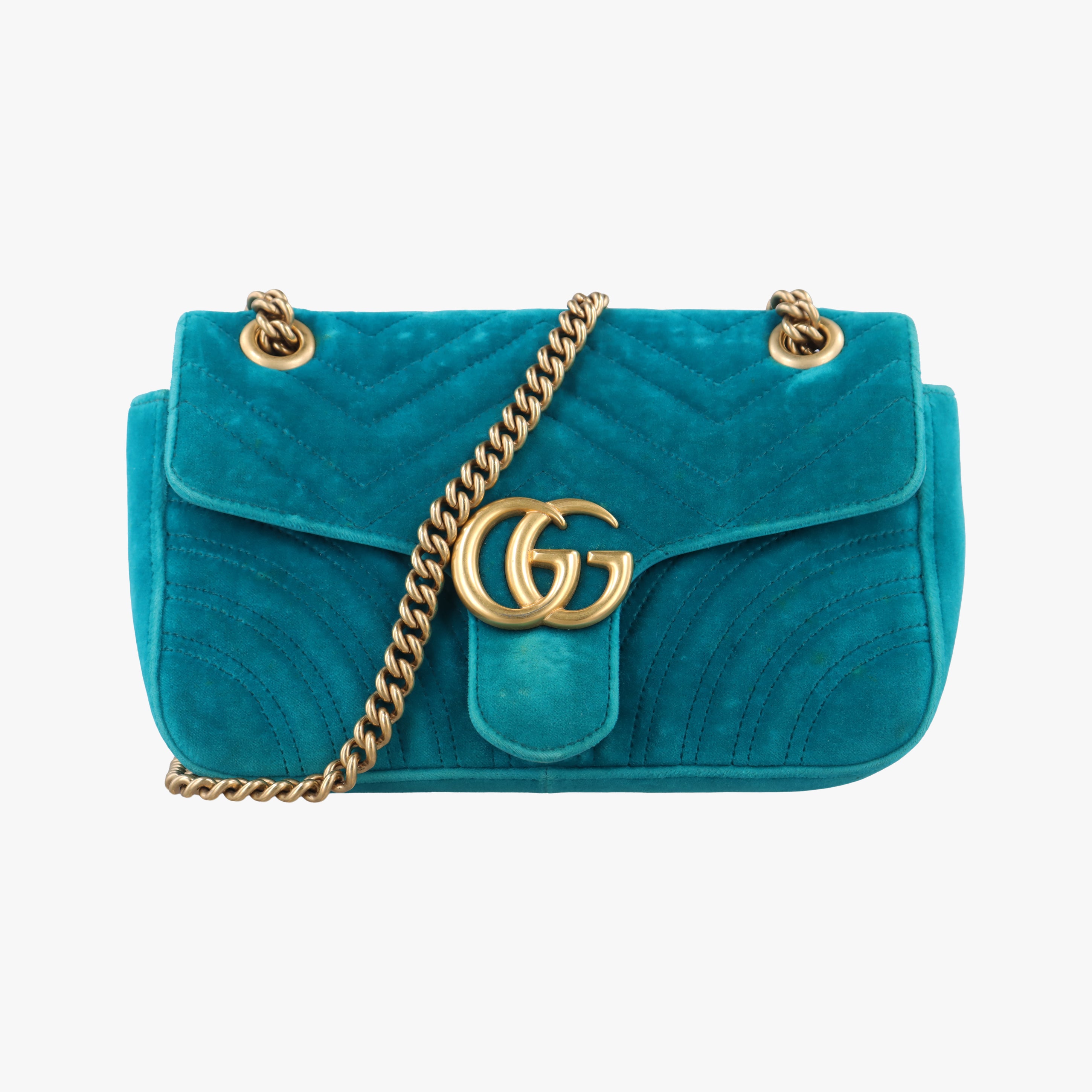 Secondhand Gucci GG Marmont Green velour 443497 shoulderbag | stylenewstar