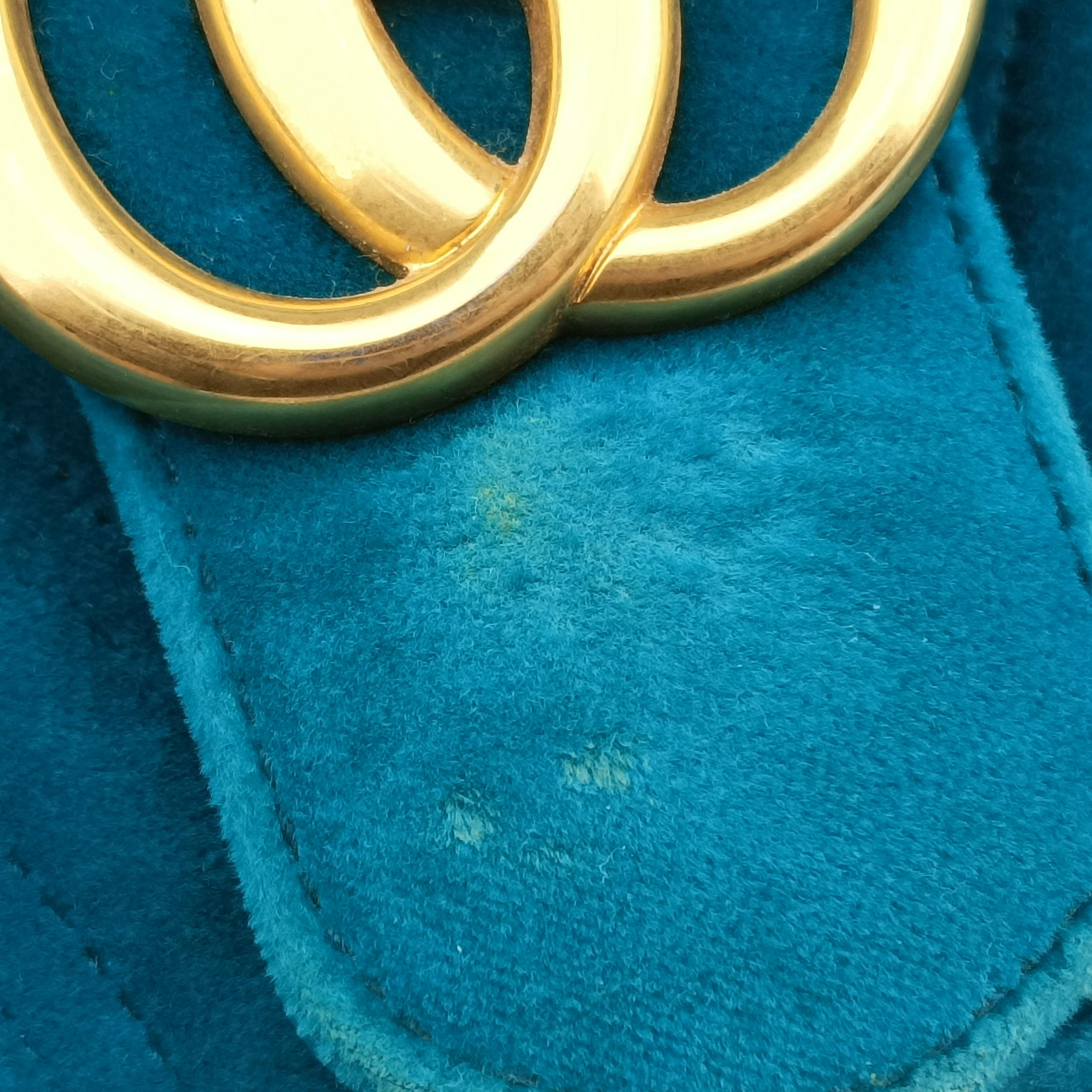 Secondhand Gucci GG Marmont Green velour 443497 shoulderbag | stylenewstar