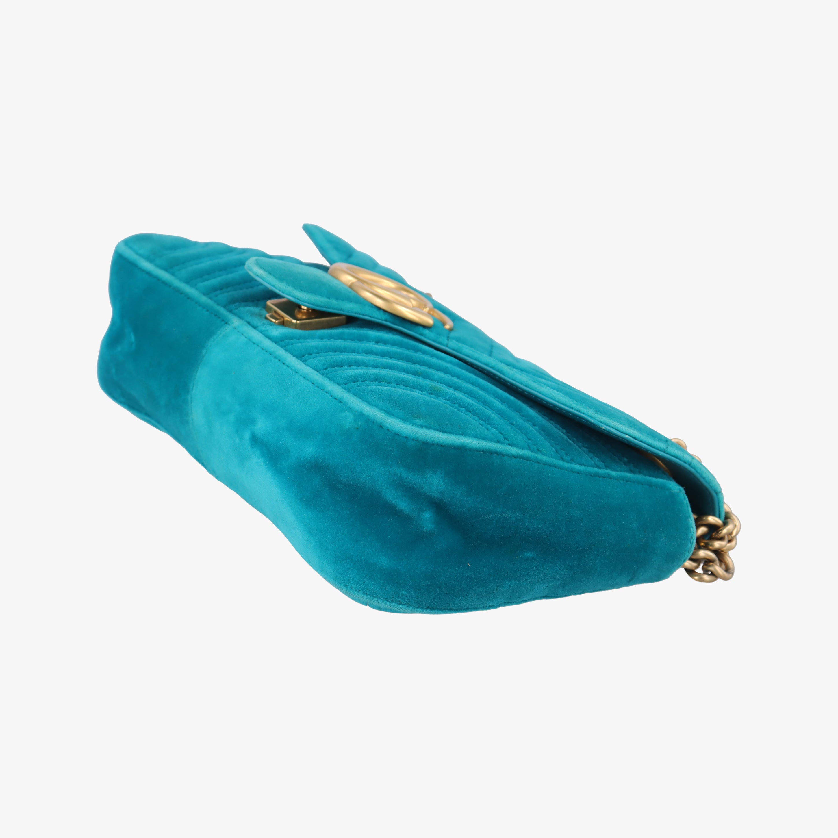 Secondhand Gucci GG Marmont Green velour 443497 shoulderbag | stylenewstar