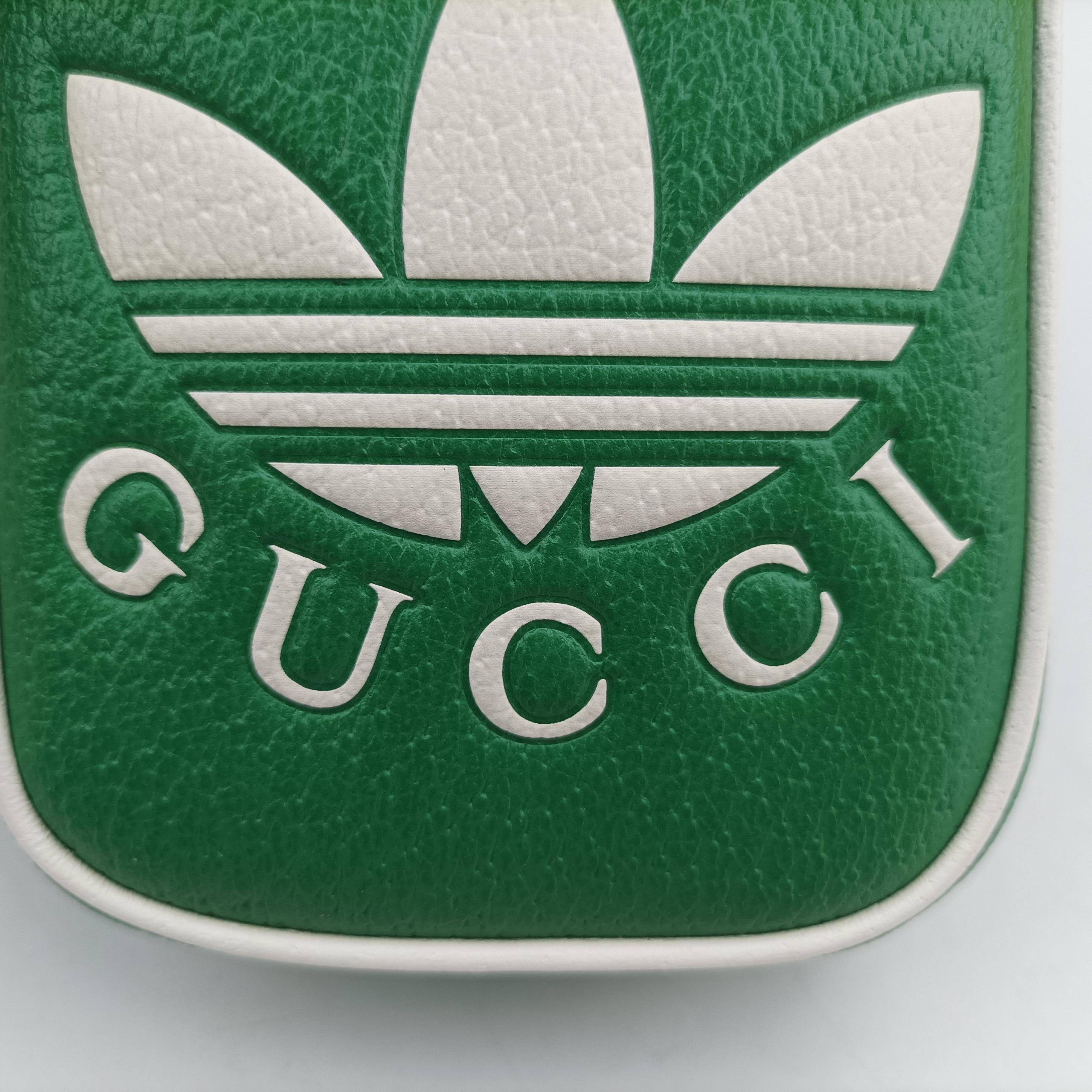 Pre-owned Gucci Gucci ×adidas Mini Green Leather 721794 shoulderbag | stylenewstar