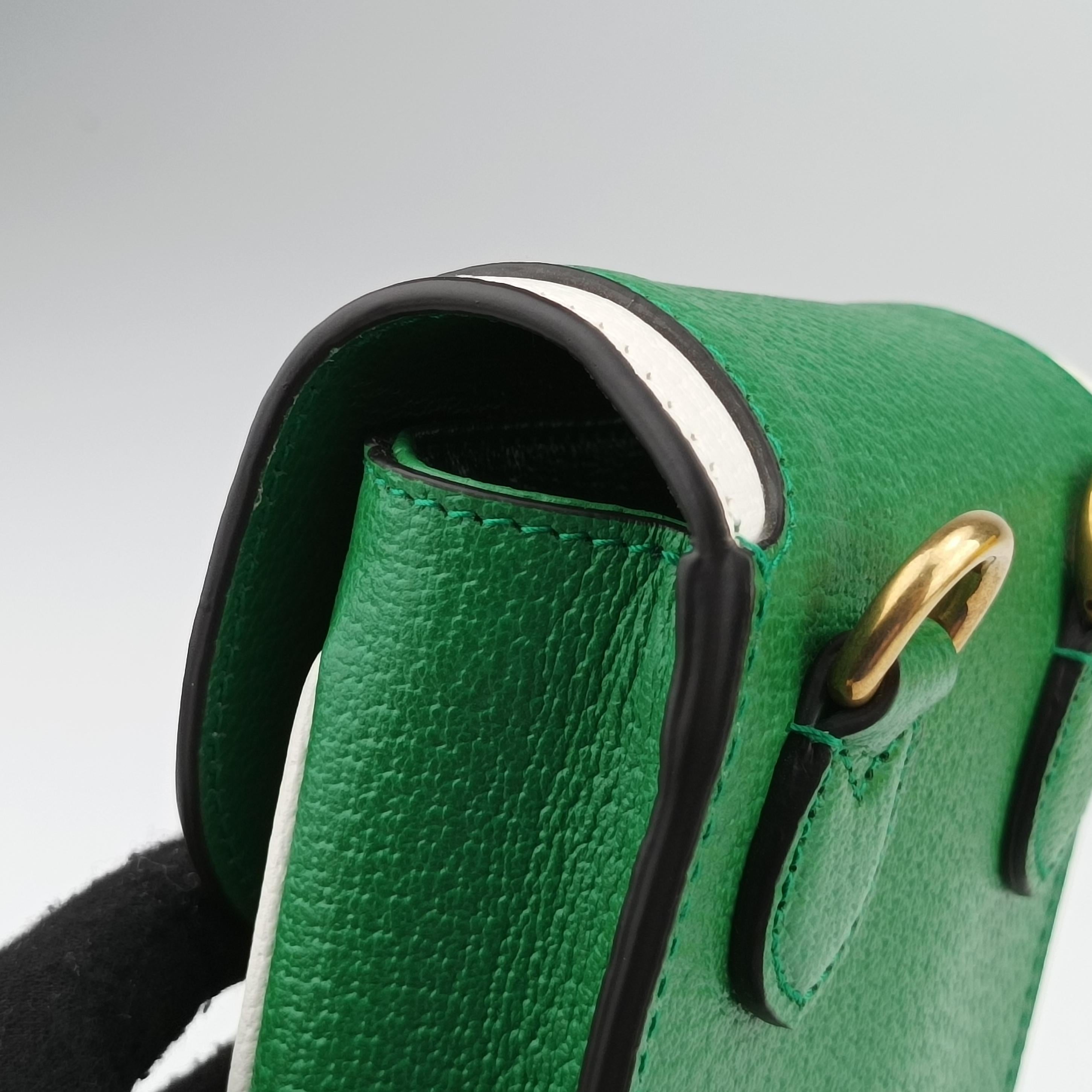 Pre-owned Gucci Gucci ×adidas Mini Green Leather 721794 shoulderbag | stylenewstar