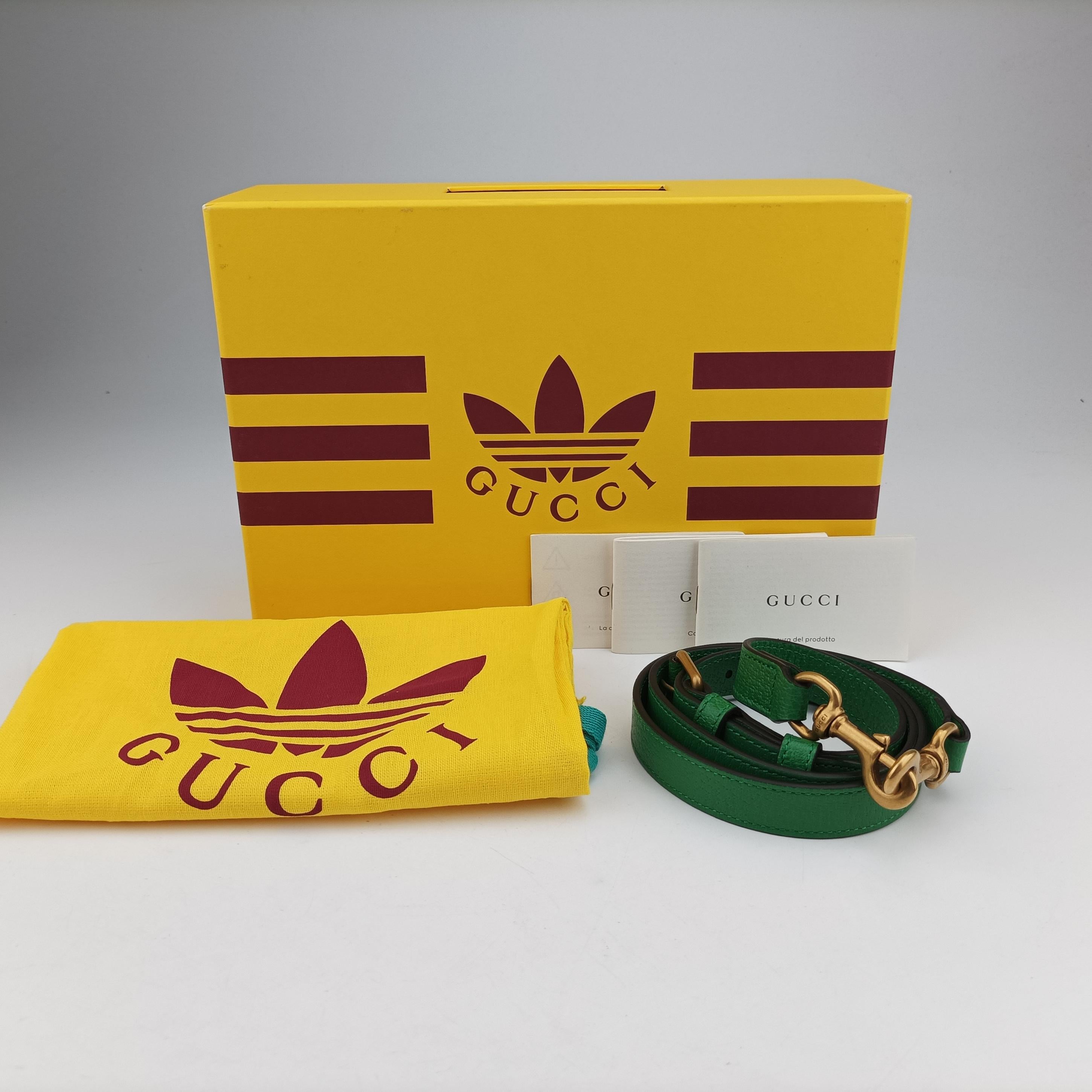 Pre-owned Gucci Gucci ×adidas Mini Green Leather 721794 shoulderbag | stylenewstar