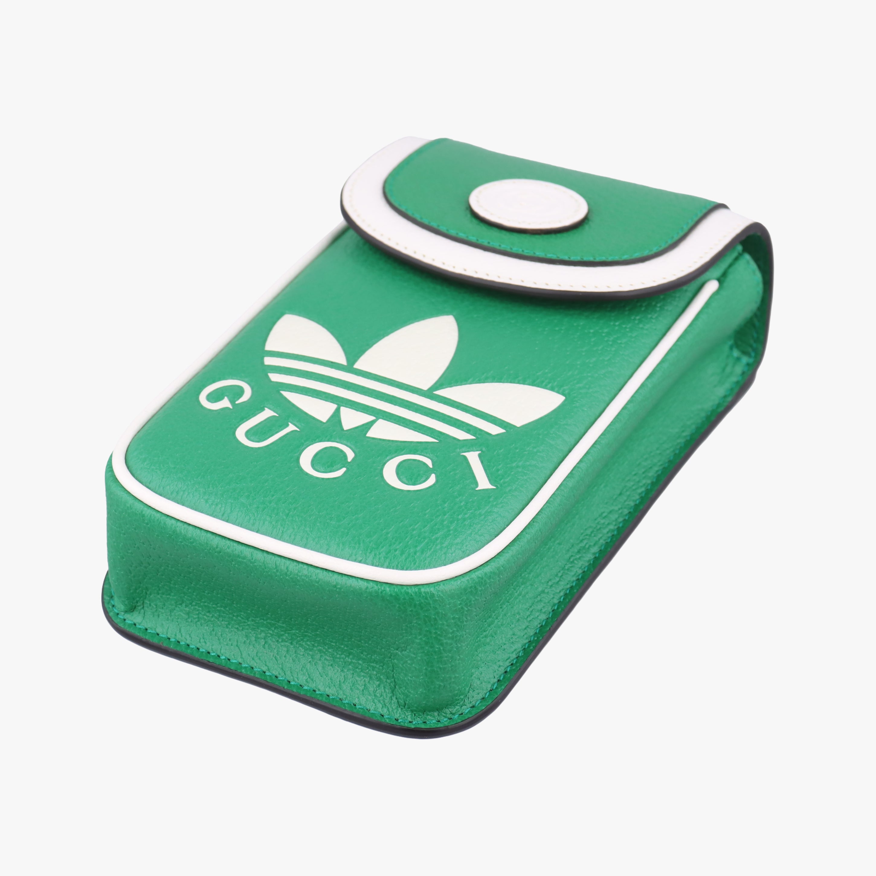 Pre-owned Gucci Gucci ×adidas Mini Green Leather 721794 shoulderbag | stylenewstar