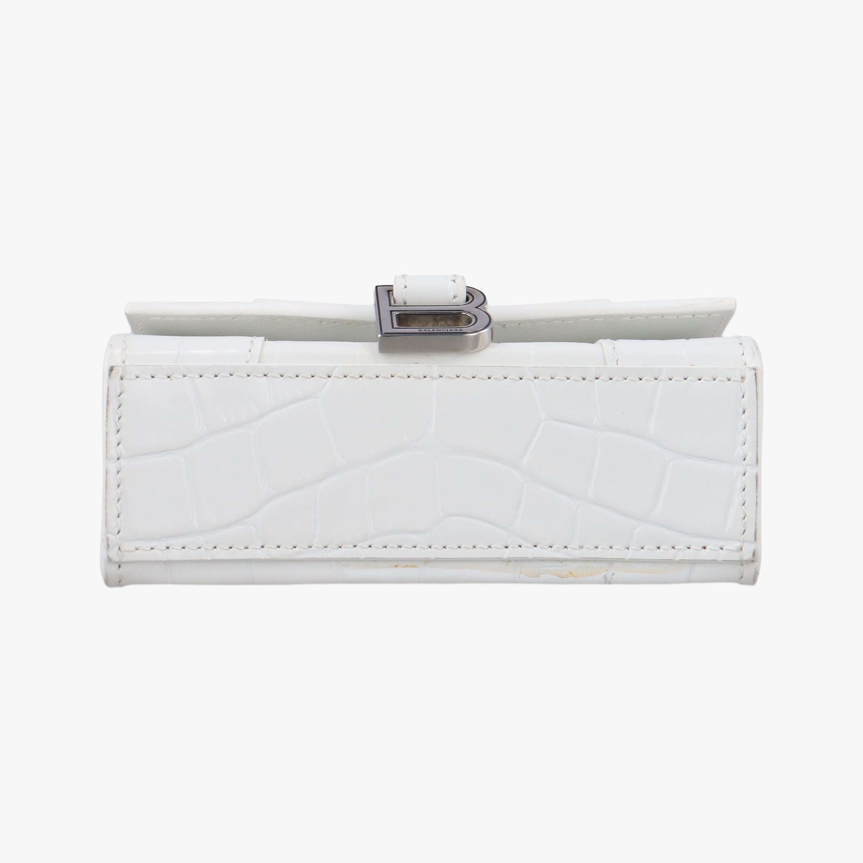 Pre-owned Balenciaga Hourglass mini White leather  shoulderbag | stylenewstar