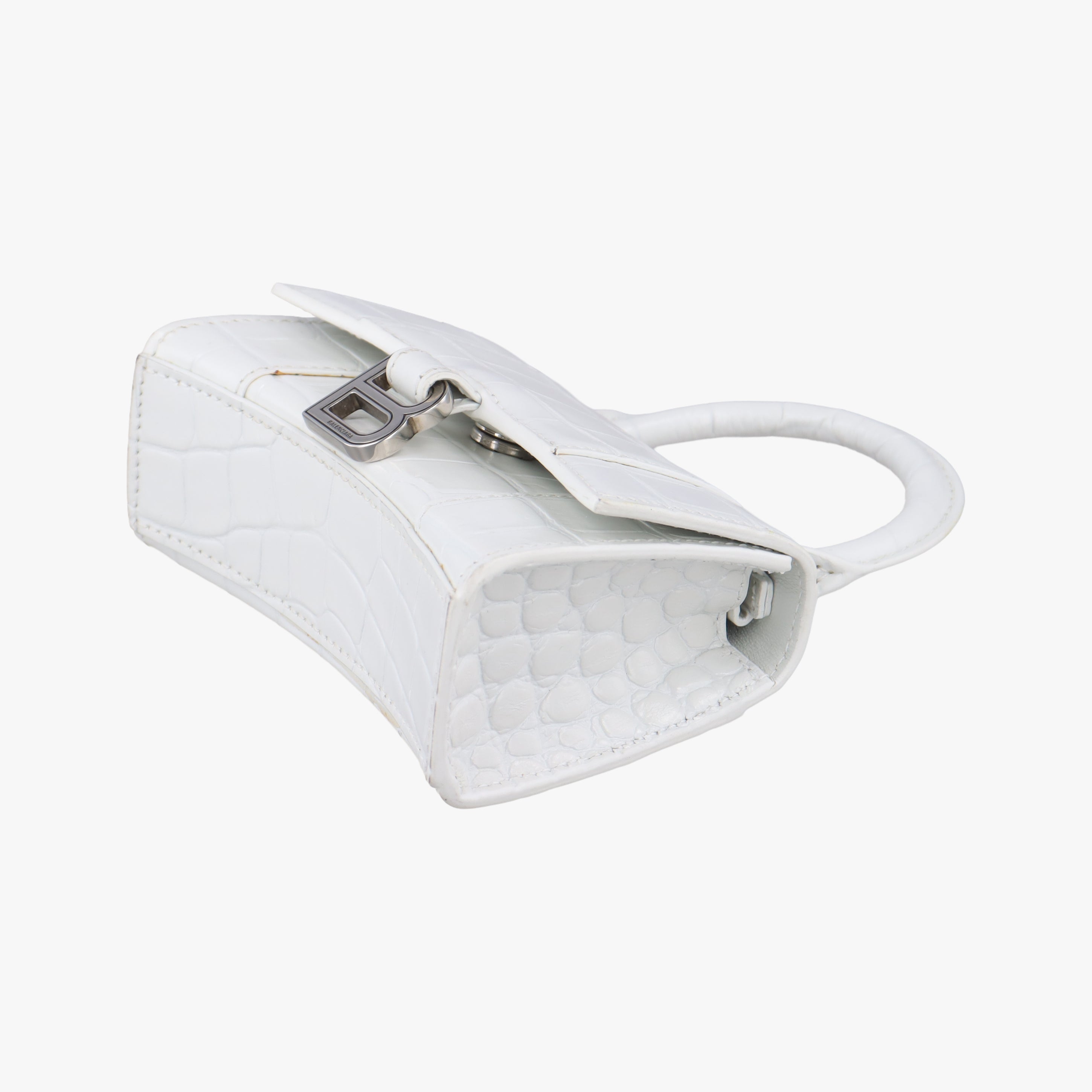 Pre-owned Balenciaga Hourglass mini White leather  shoulderbag | stylenewstar