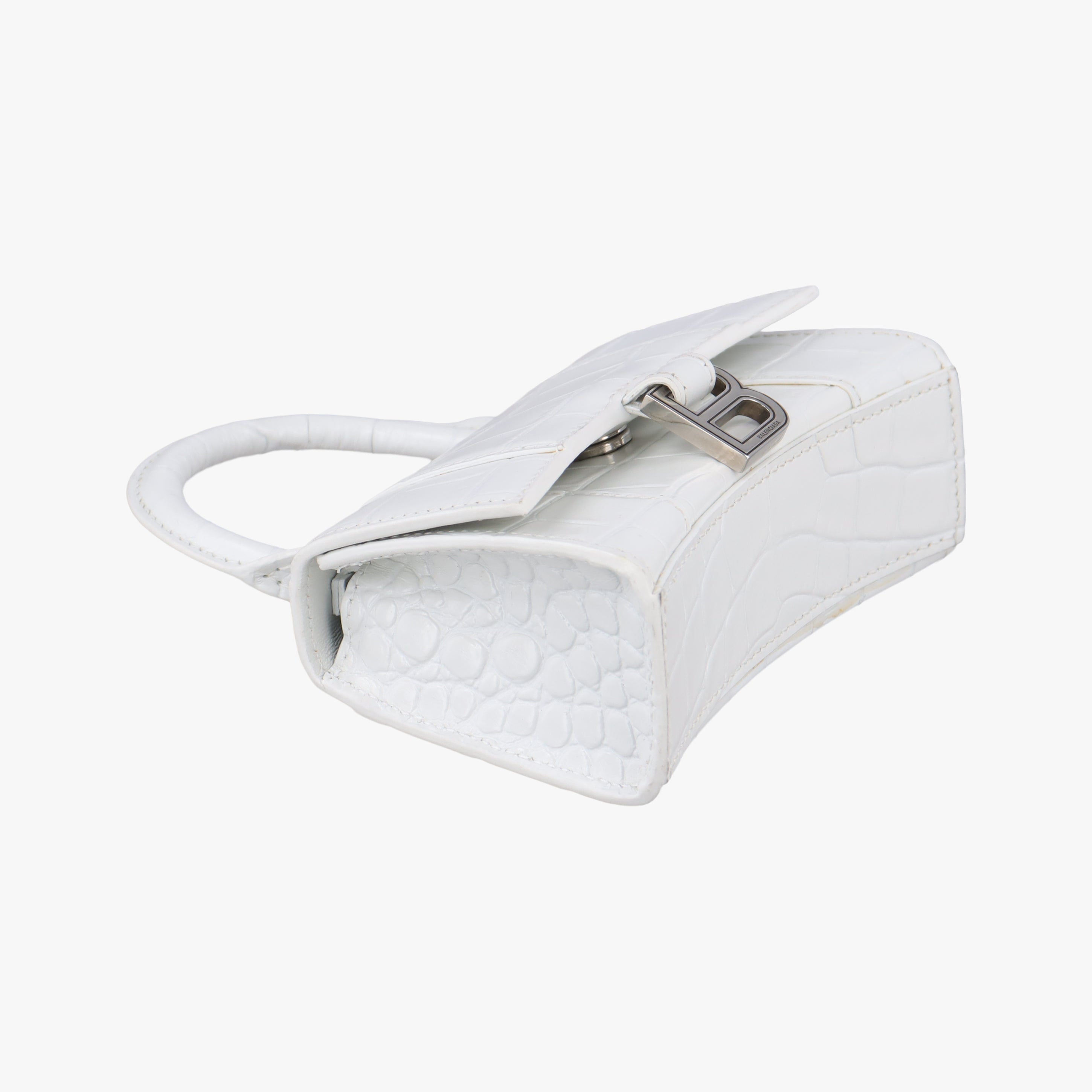 Pre-owned Balenciaga Hourglass mini White leather  shoulderbag | stylenewstar