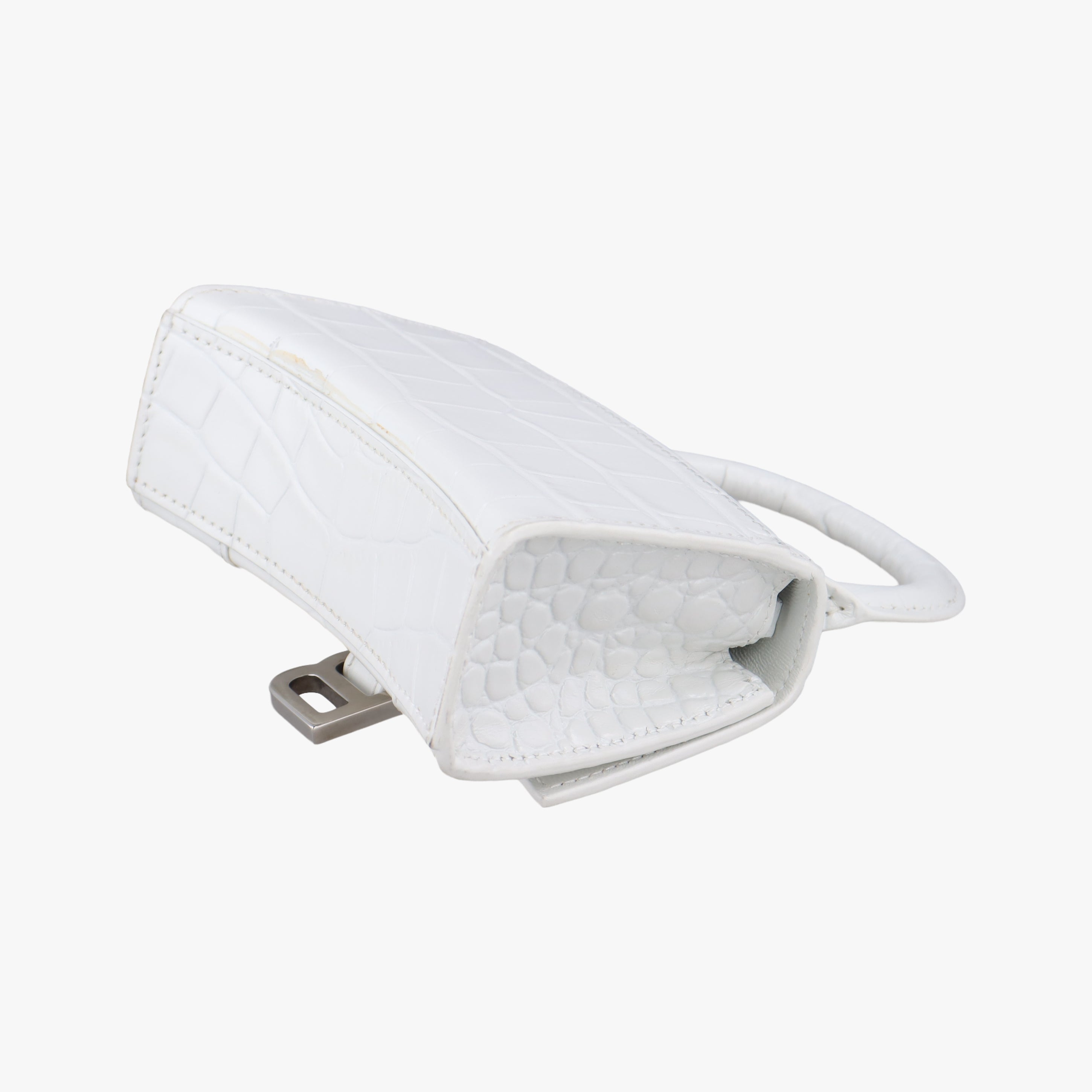 Pre-owned Balenciaga Hourglass mini White leather  shoulderbag | stylenewstar