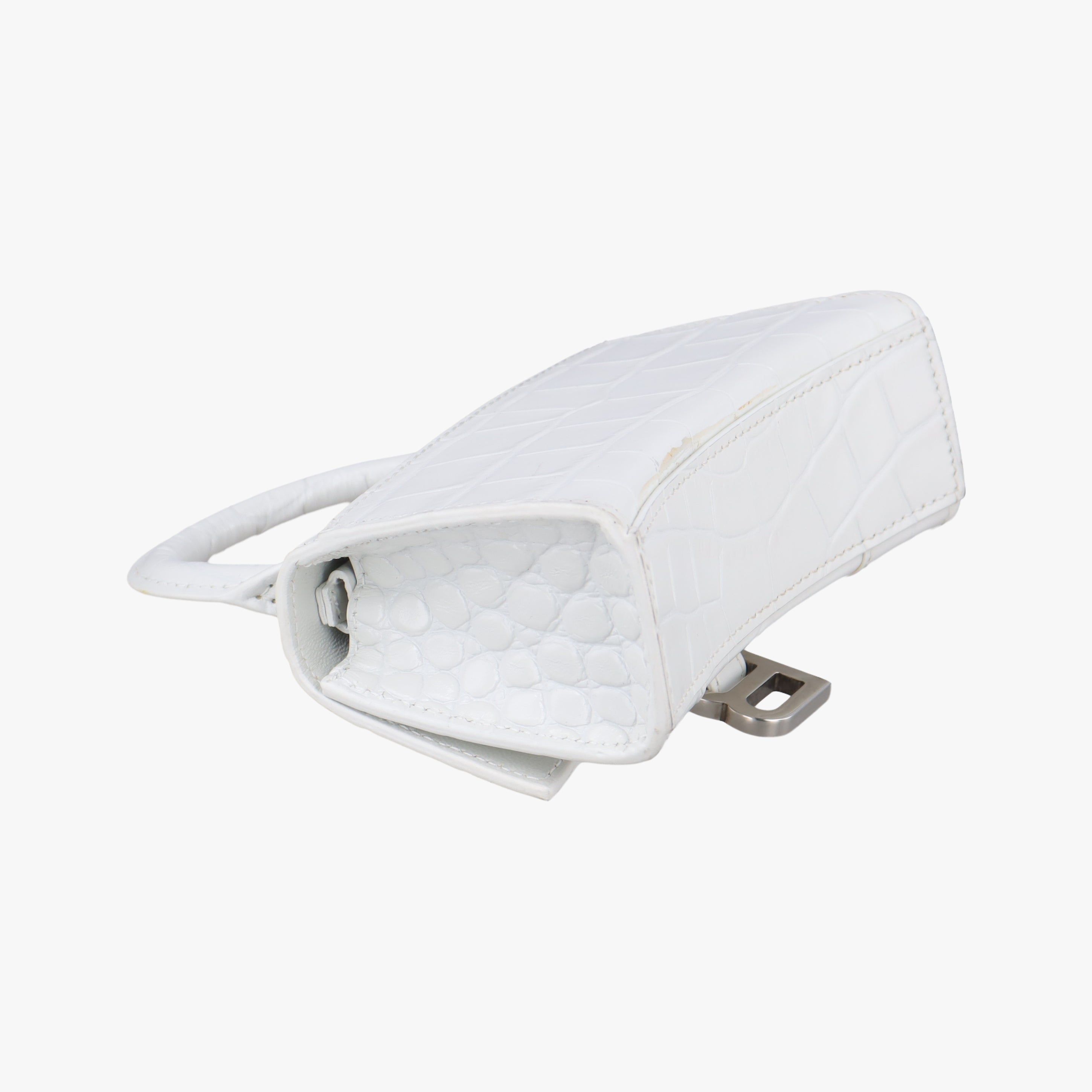 Pre-owned Balenciaga Hourglass mini White leather  shoulderbag | stylenewstar