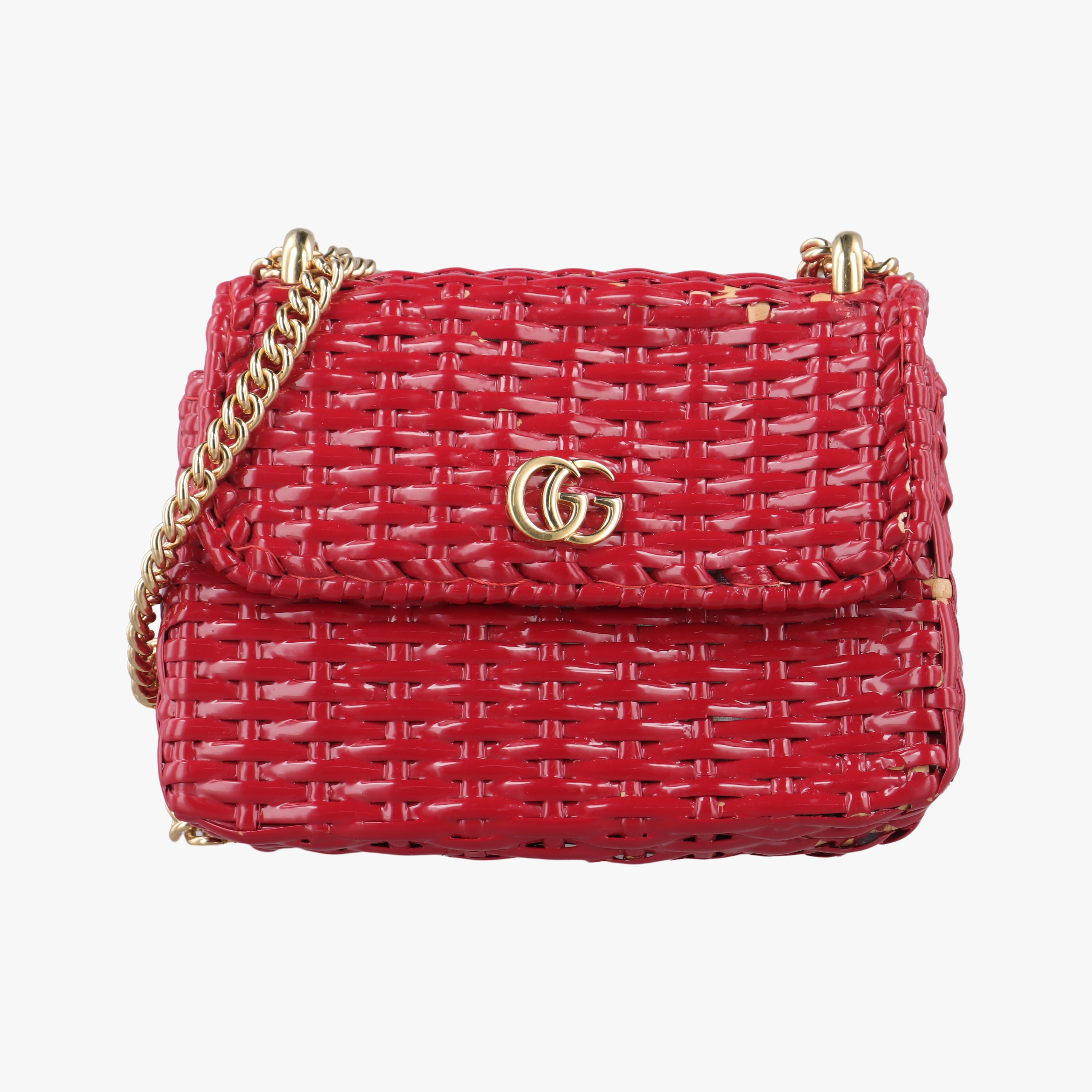 Vintage Gucci Wicker GG Marmont flap Red Wicker 524829 shoulderbag | stylenewstar