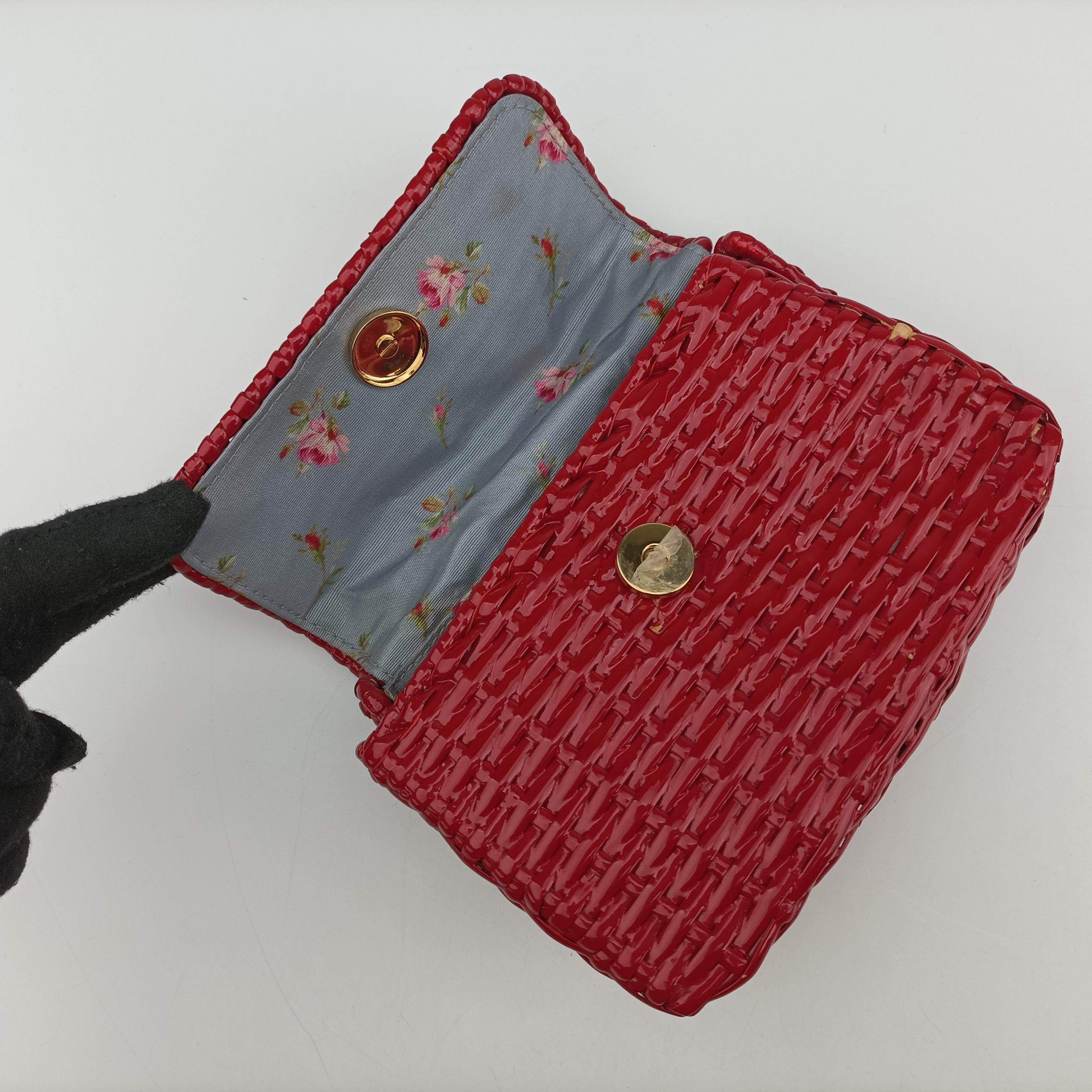 Vintage Gucci Wicker GG Marmont flap Red Wicker 524829 shoulderbag | stylenewstar