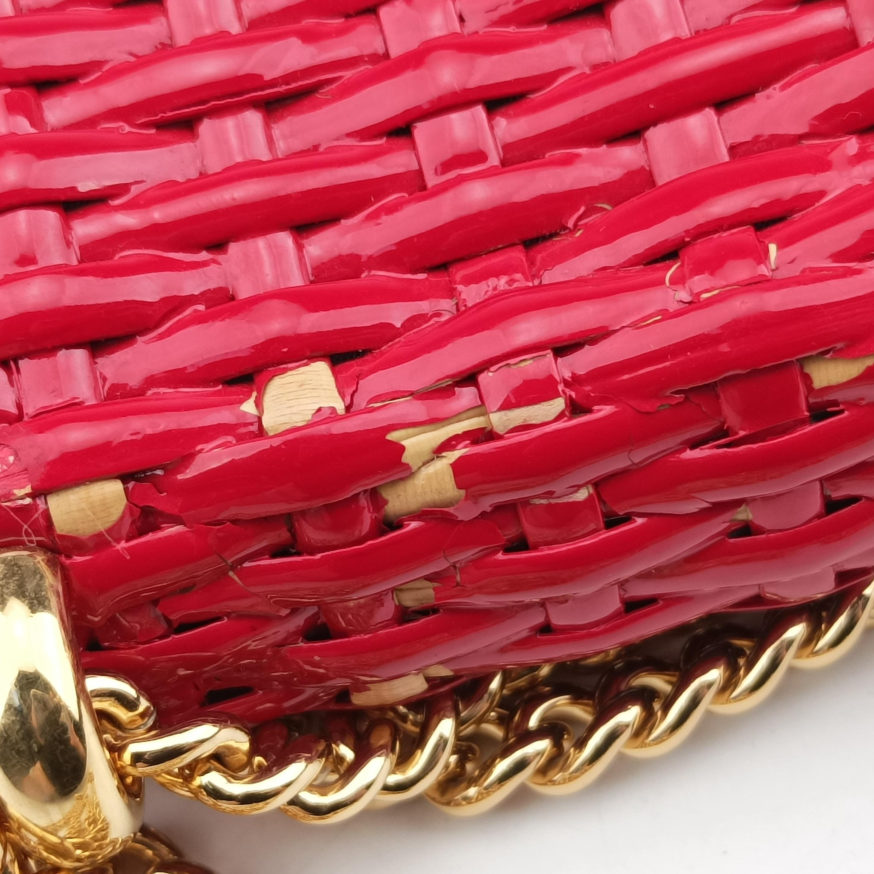 Vintage Gucci Wicker GG Marmont flap Red Wicker 524829 shoulderbag | stylenewstar