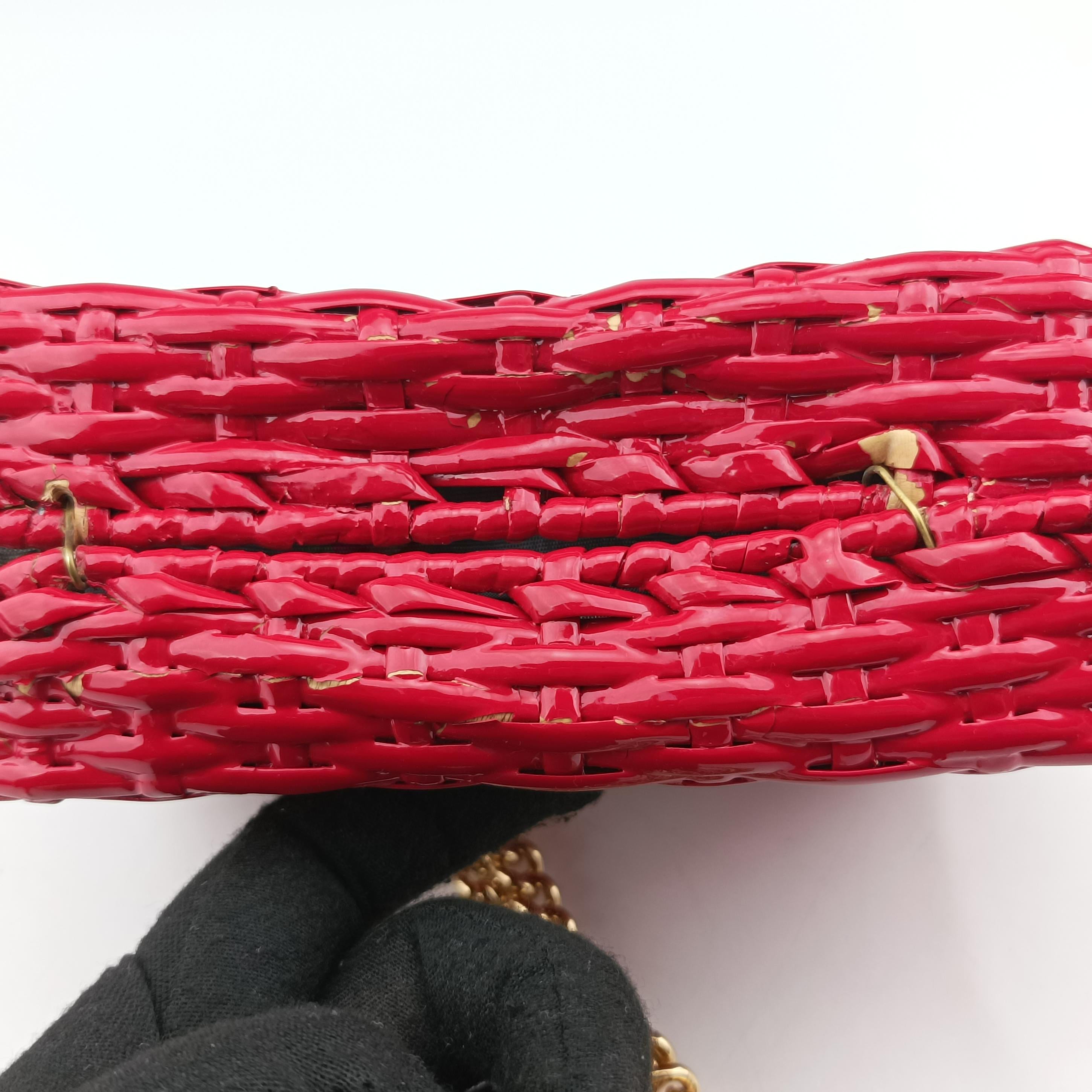 Vintage Gucci Wicker GG Marmont flap Red Wicker 524829 shoulderbag | stylenewstar