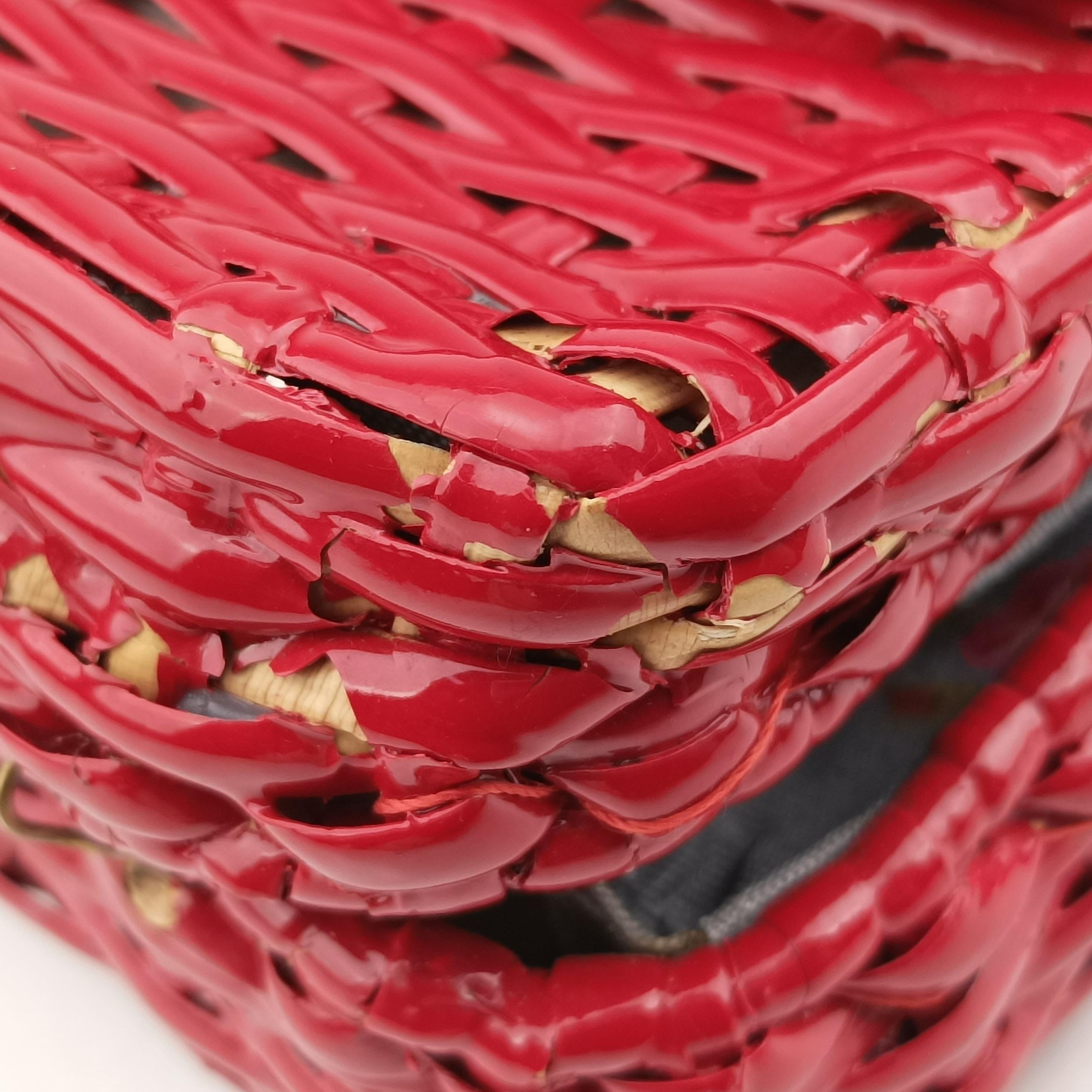 Vintage Gucci Wicker GG Marmont flap Red Wicker 524829 shoulderbag | stylenewstar