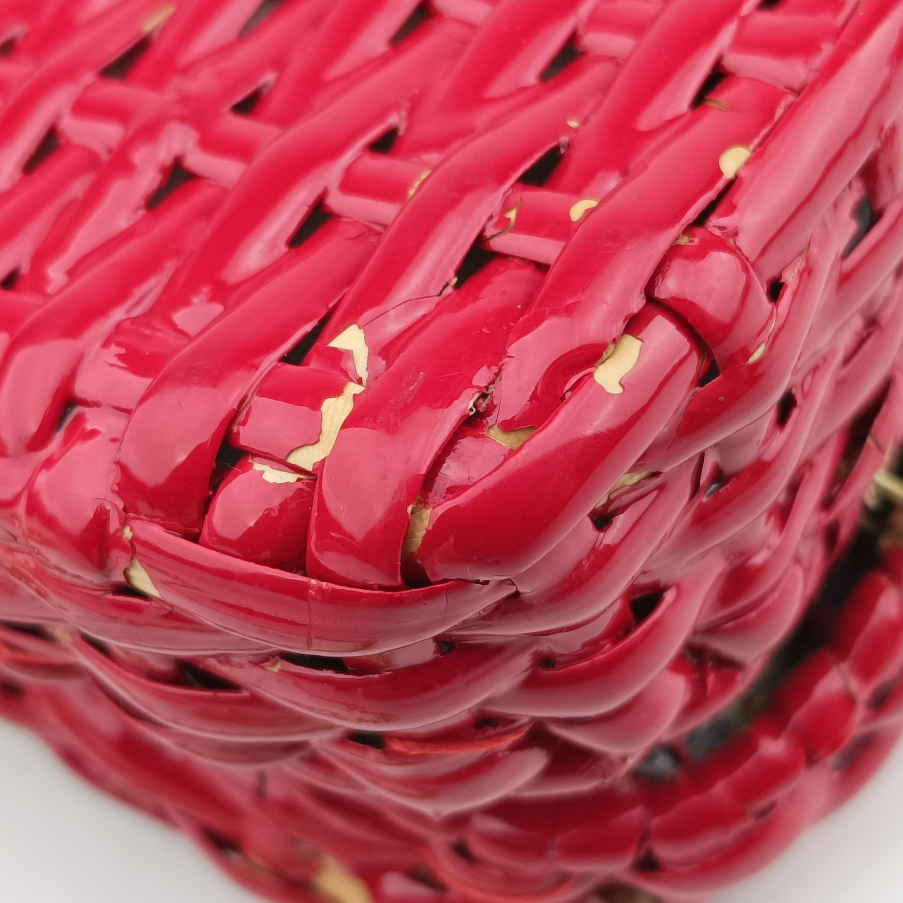 Vintage Gucci Wicker GG Marmont flap Red Wicker 524829 shoulderbag | stylenewstar