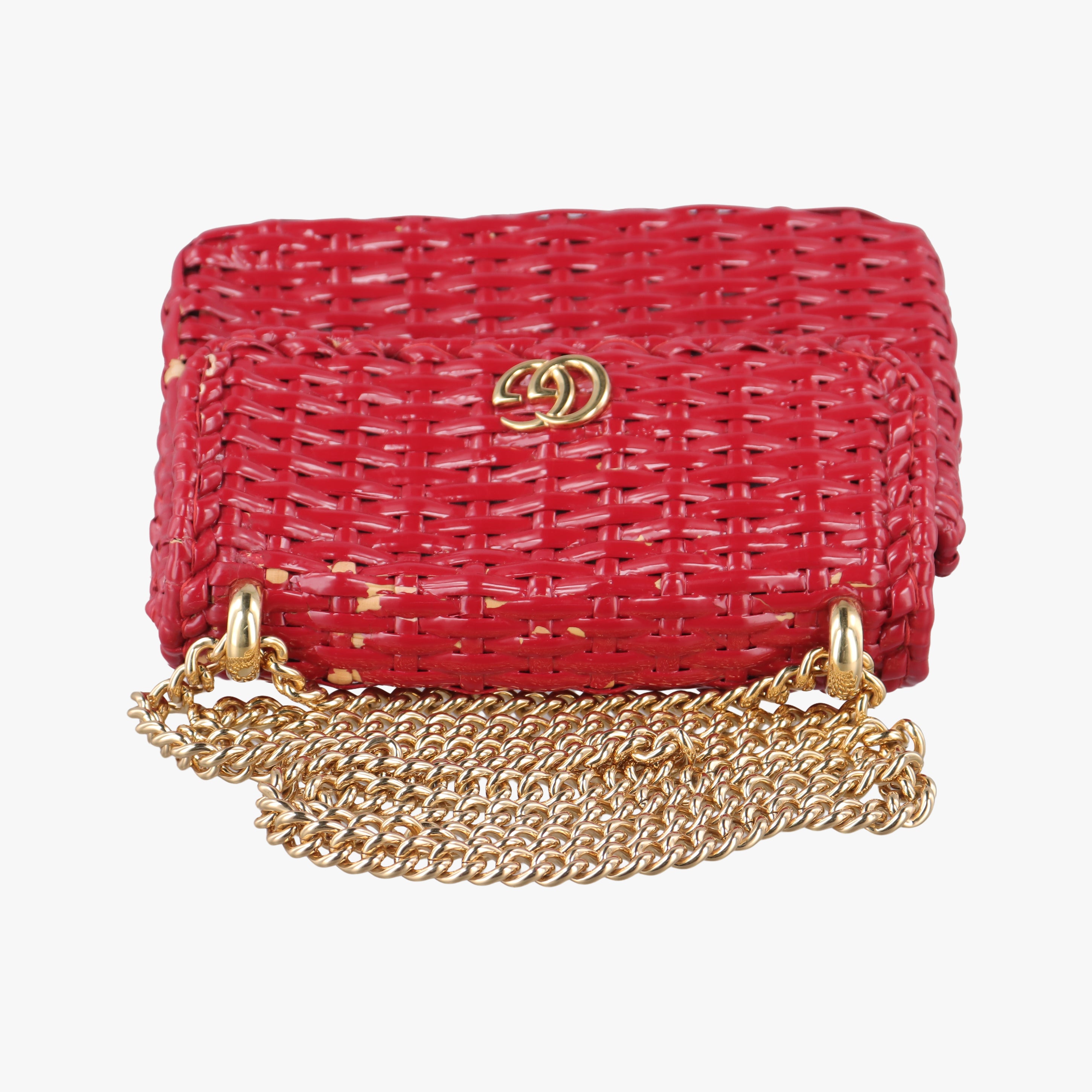 Vintage Gucci Wicker GG Marmont flap Red Wicker 524829 shoulderbag | stylenewstar