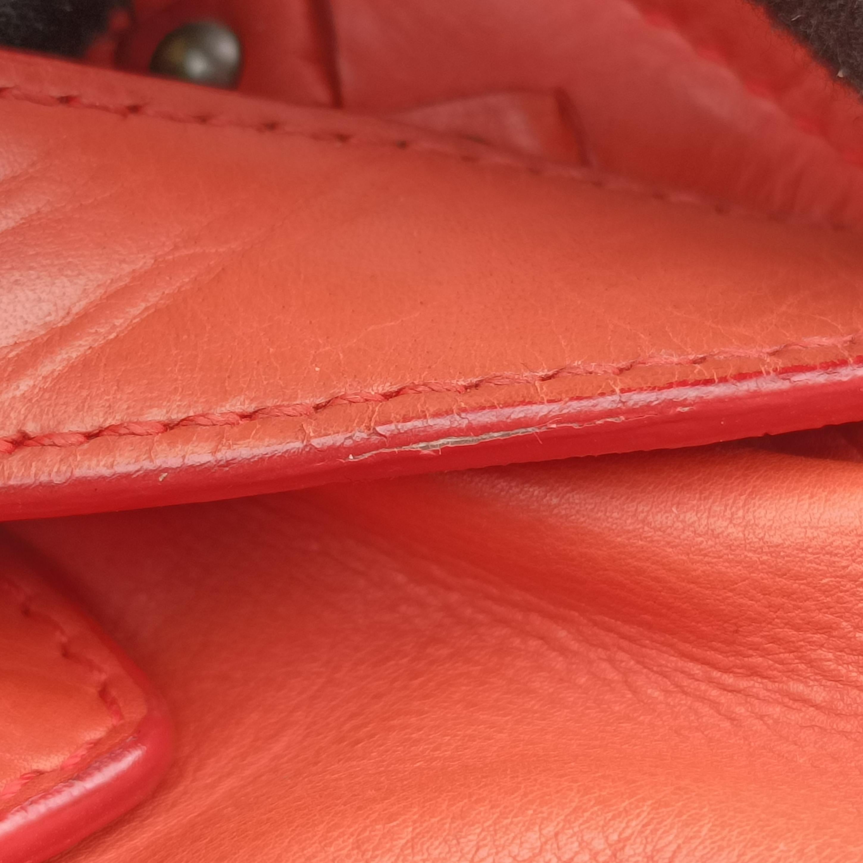 Pre-owned Bottega Veneta studs Orange lambskin  shoulderbag | stylenewstar
