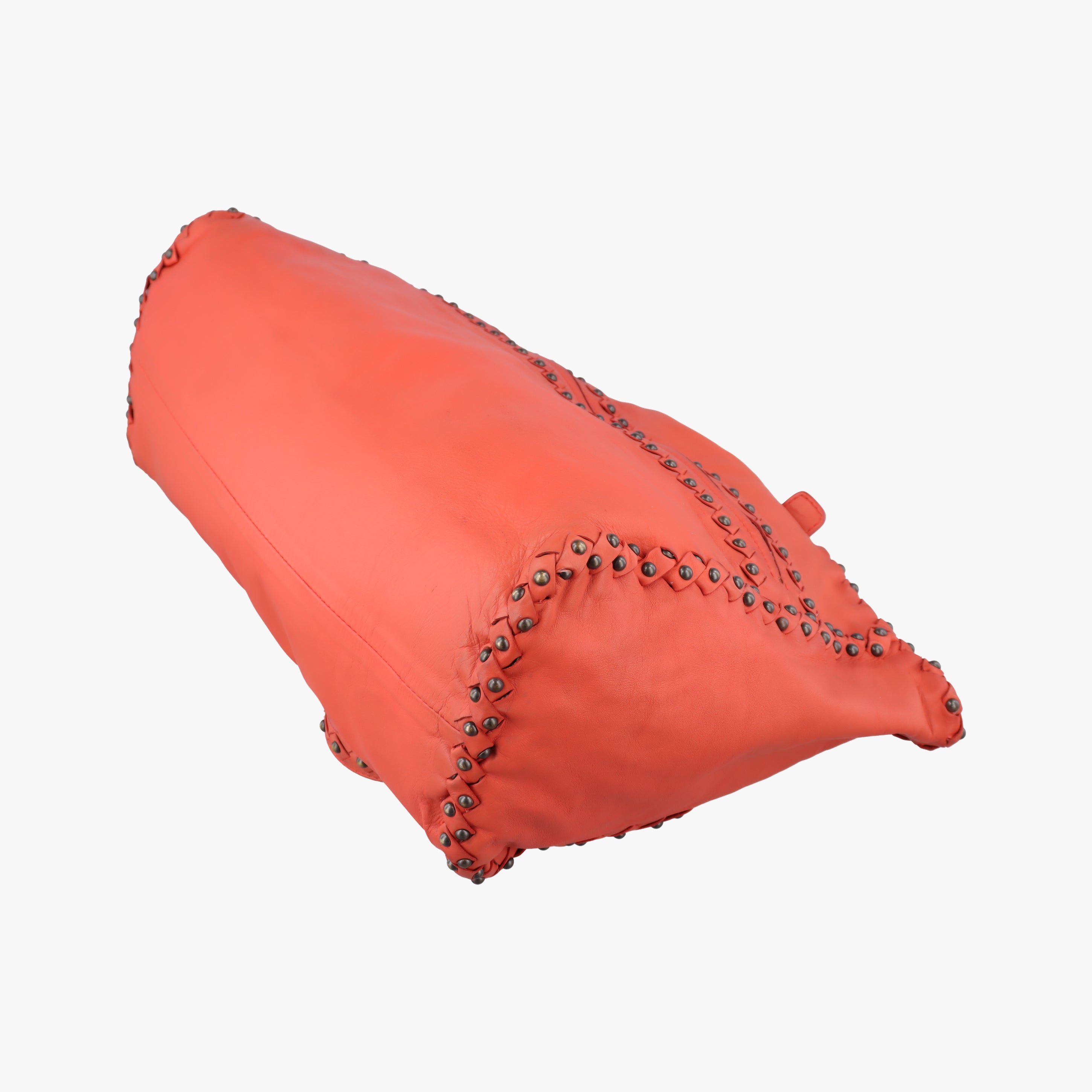 Pre-owned Bottega Veneta studs Orange lambskin  shoulderbag | stylenewstar
