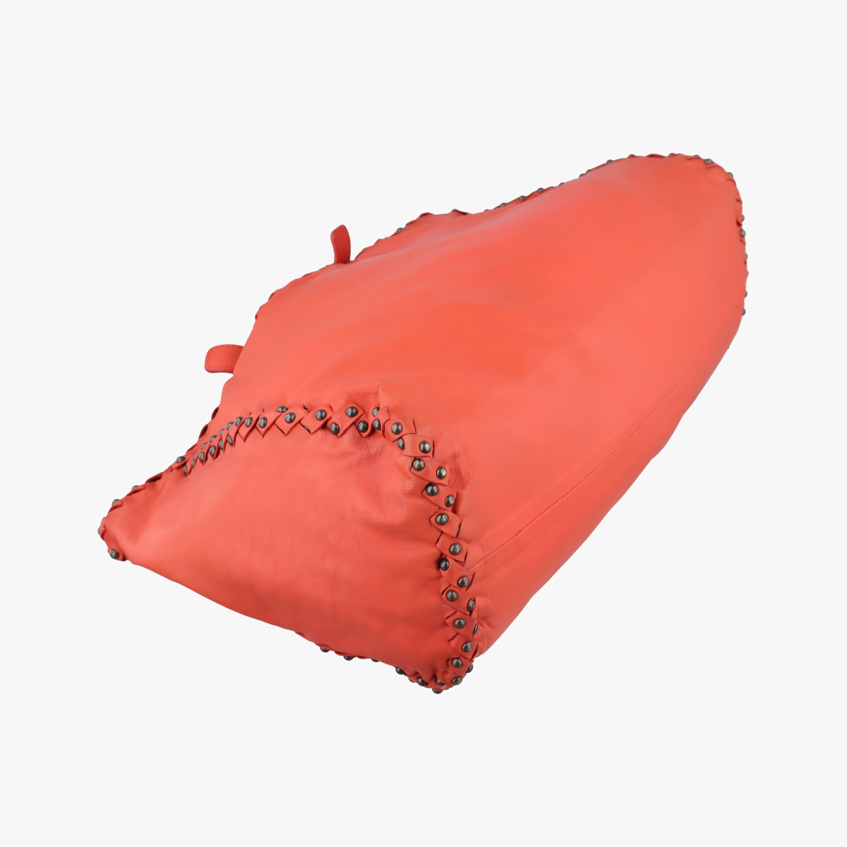 Pre-owned Bottega Veneta studs Orange lambskin  shoulderbag | stylenewstar