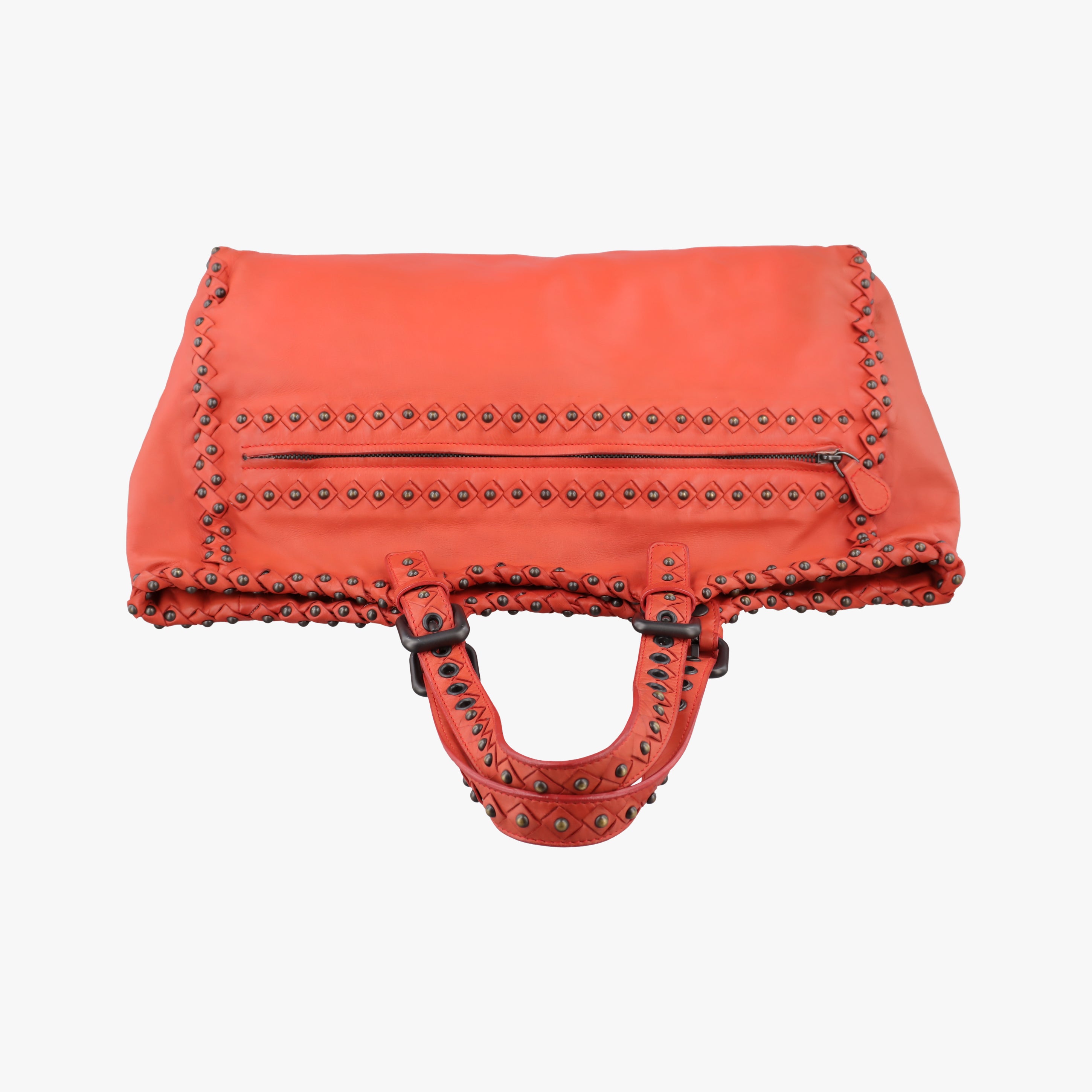 Pre-owned Bottega Veneta studs Orange lambskin  shoulderbag | stylenewstar