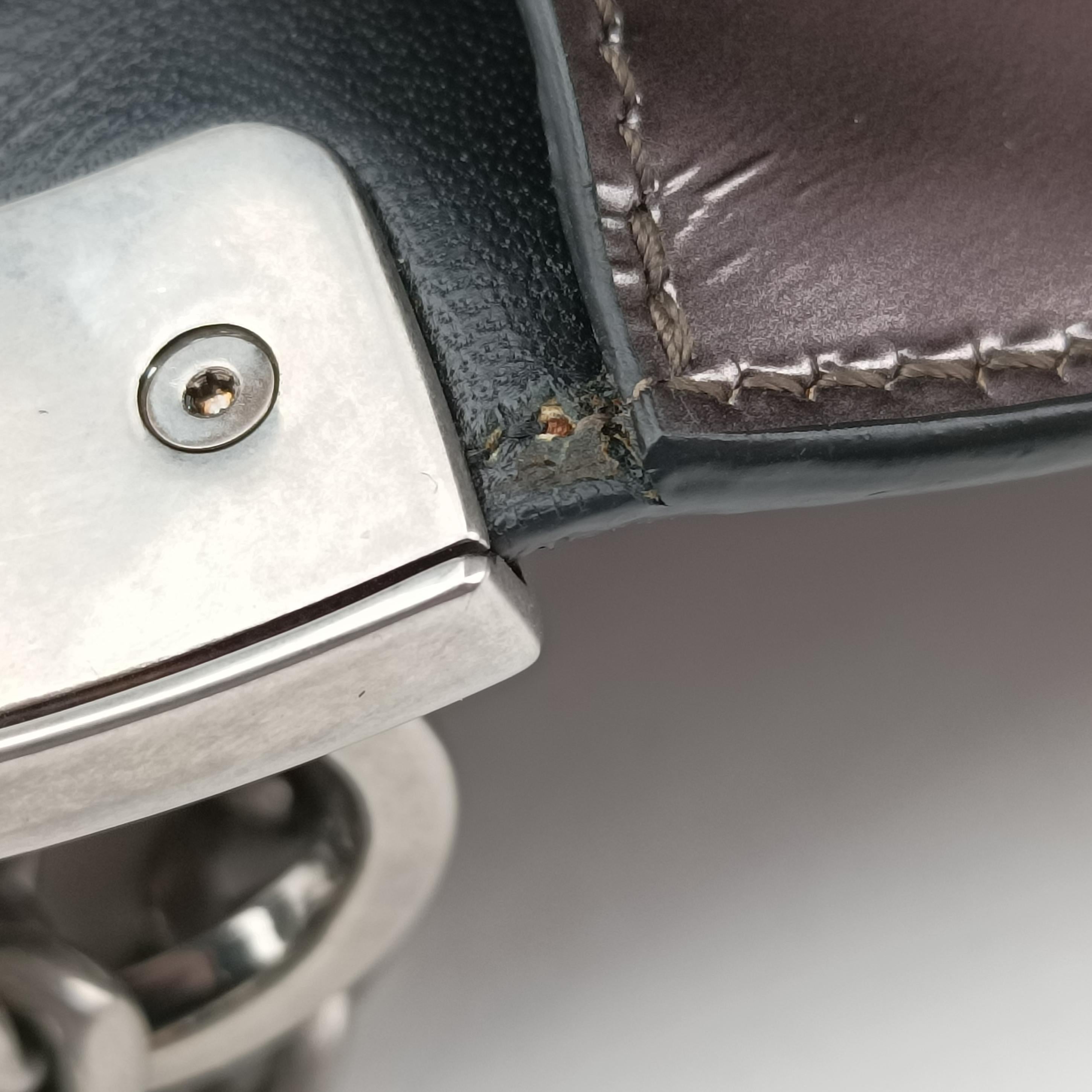 Pre-owned Prada flap Brown x Silver Leather×Enamel  shoulderbag | stylenewstar