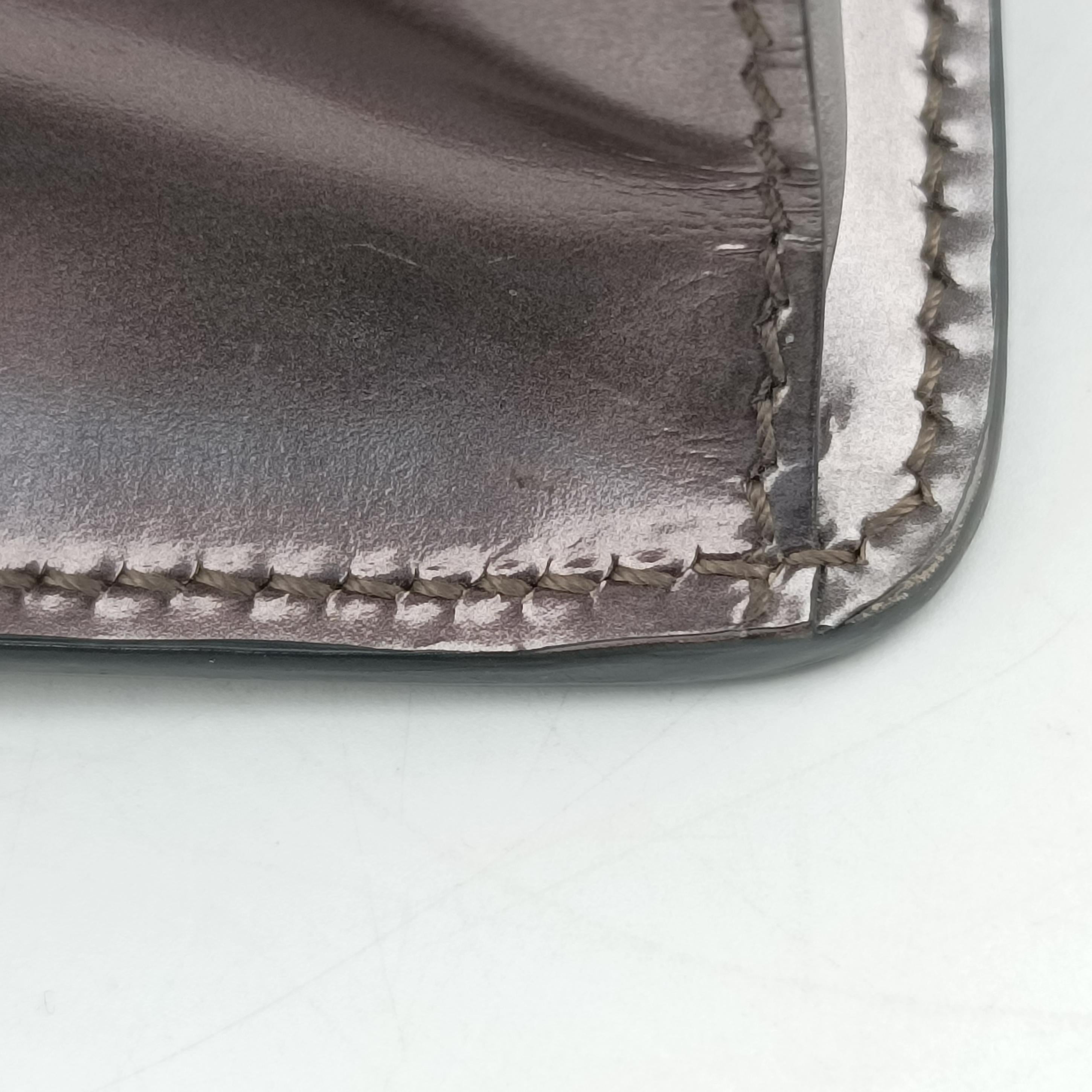 Pre-owned Prada flap Brown x Silver Leather×Enamel  shoulderbag | stylenewstar