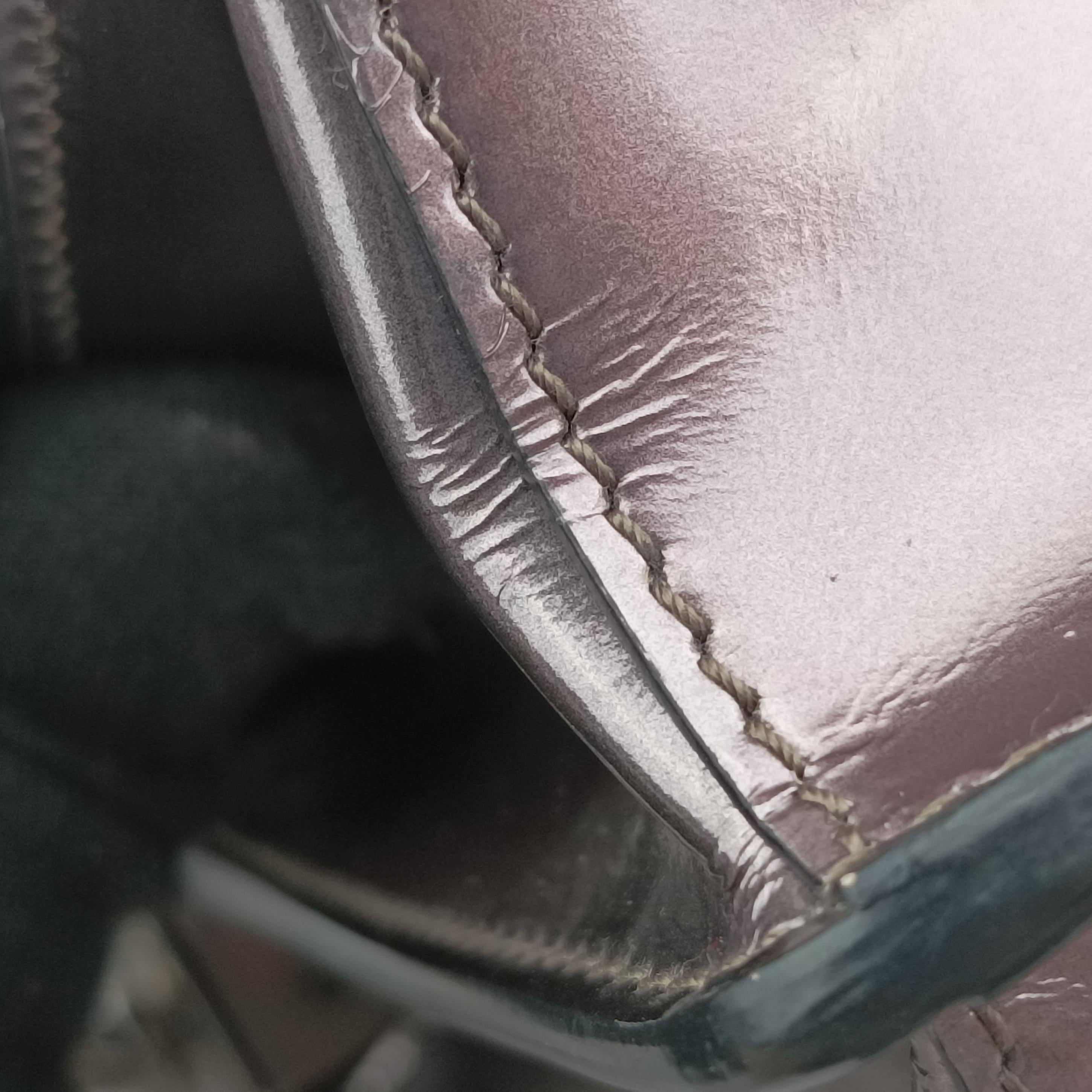 Pre-owned Prada flap Brown x Silver Leather×Enamel  shoulderbag | stylenewstar