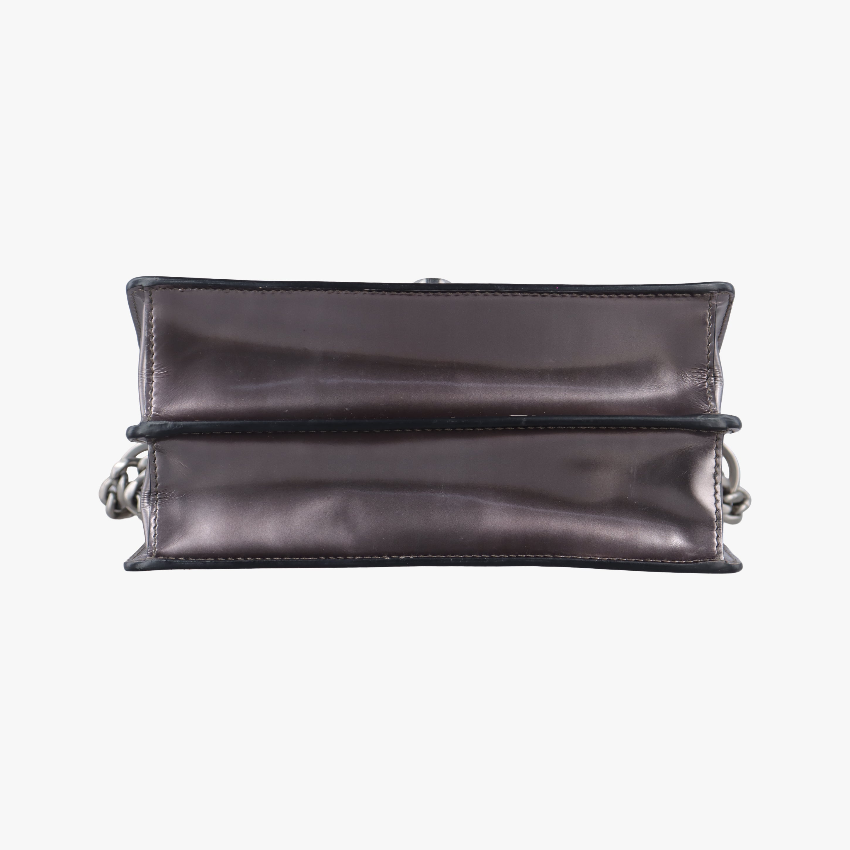 Pre-owned Prada flap Brown x Silver Leather×Enamel  shoulderbag | stylenewstar