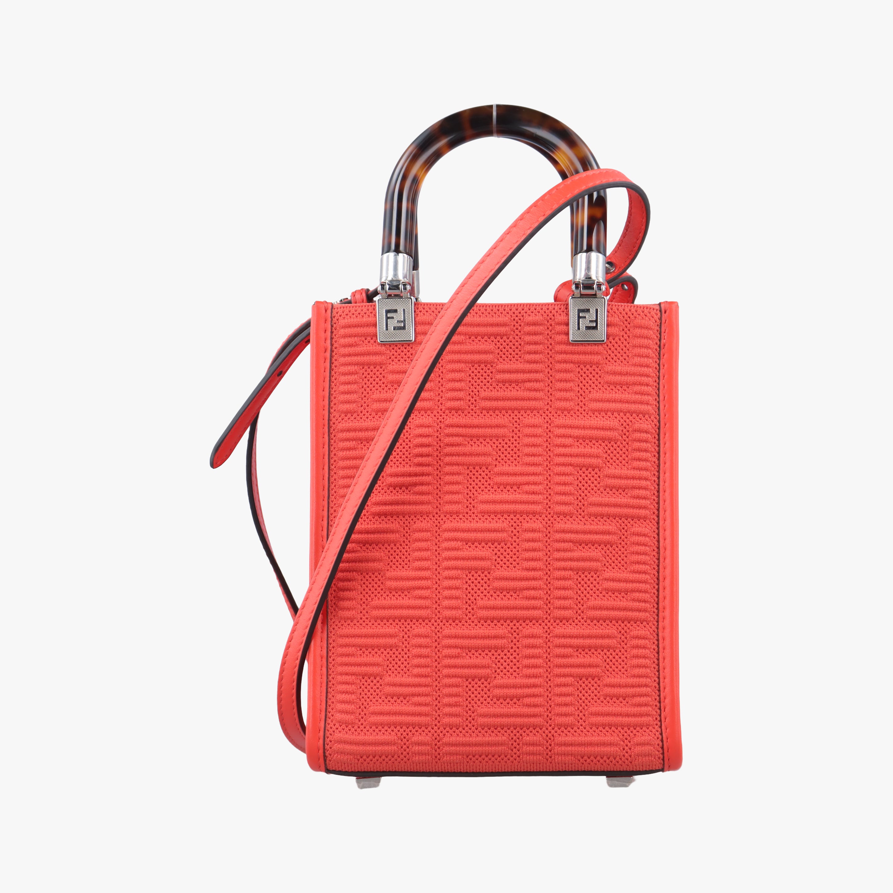 Pre-owned Fendi MINI SUNSHINE SHOPPER Orange canvas 8BS051 shoulderbag | stylenewstar