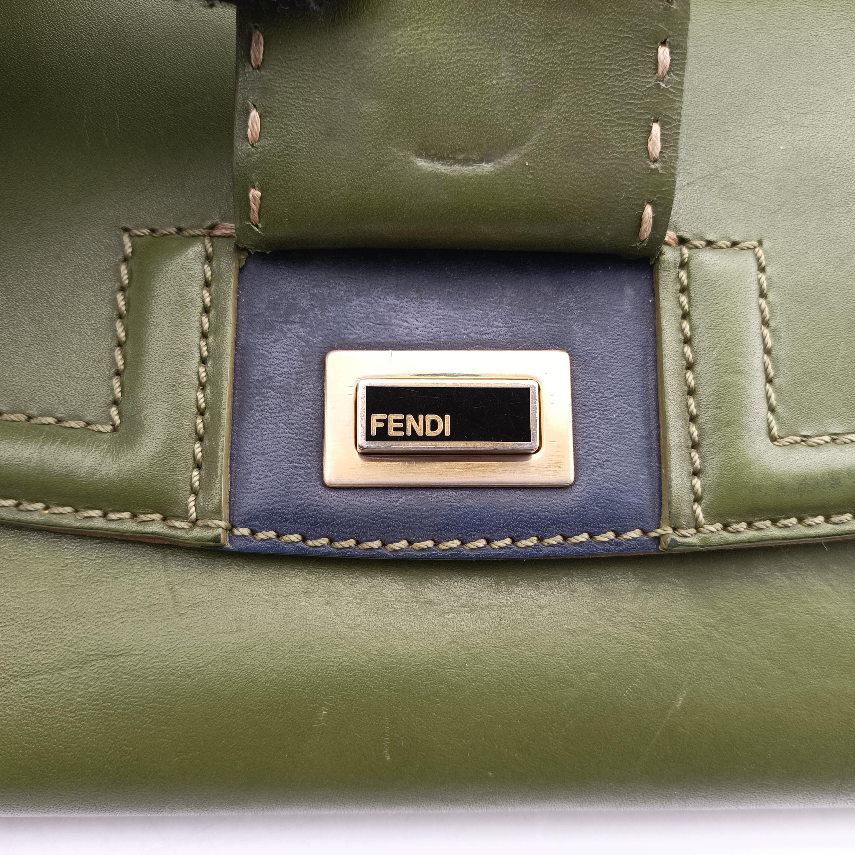 Pre-owned Fendi SILVANA Green×Multicolour Leather 8BN234 shoulderbag | stylenewstar
